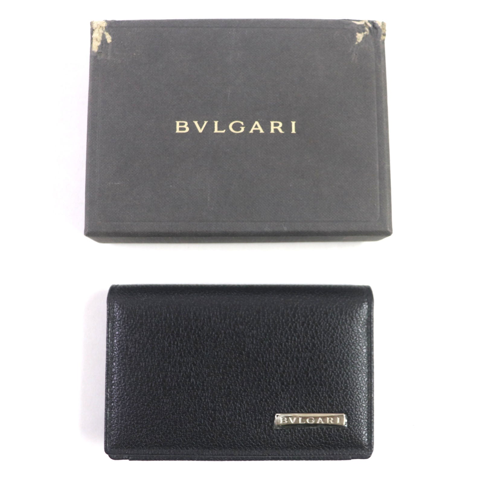 BVLGARI Leather Card Case Black