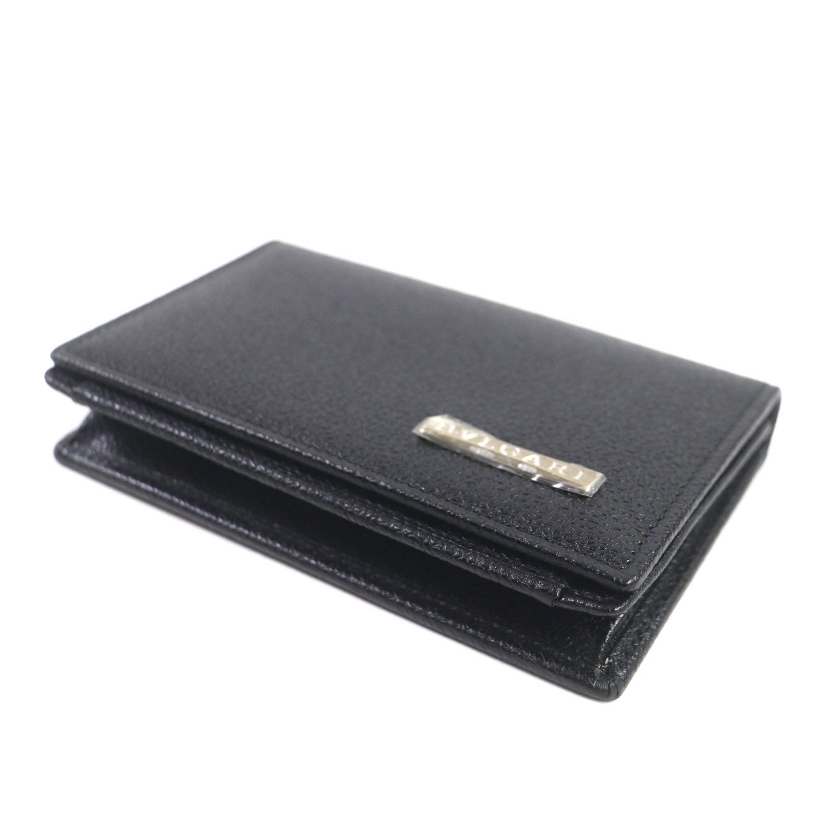 BVLGARI Leather Card Case Black