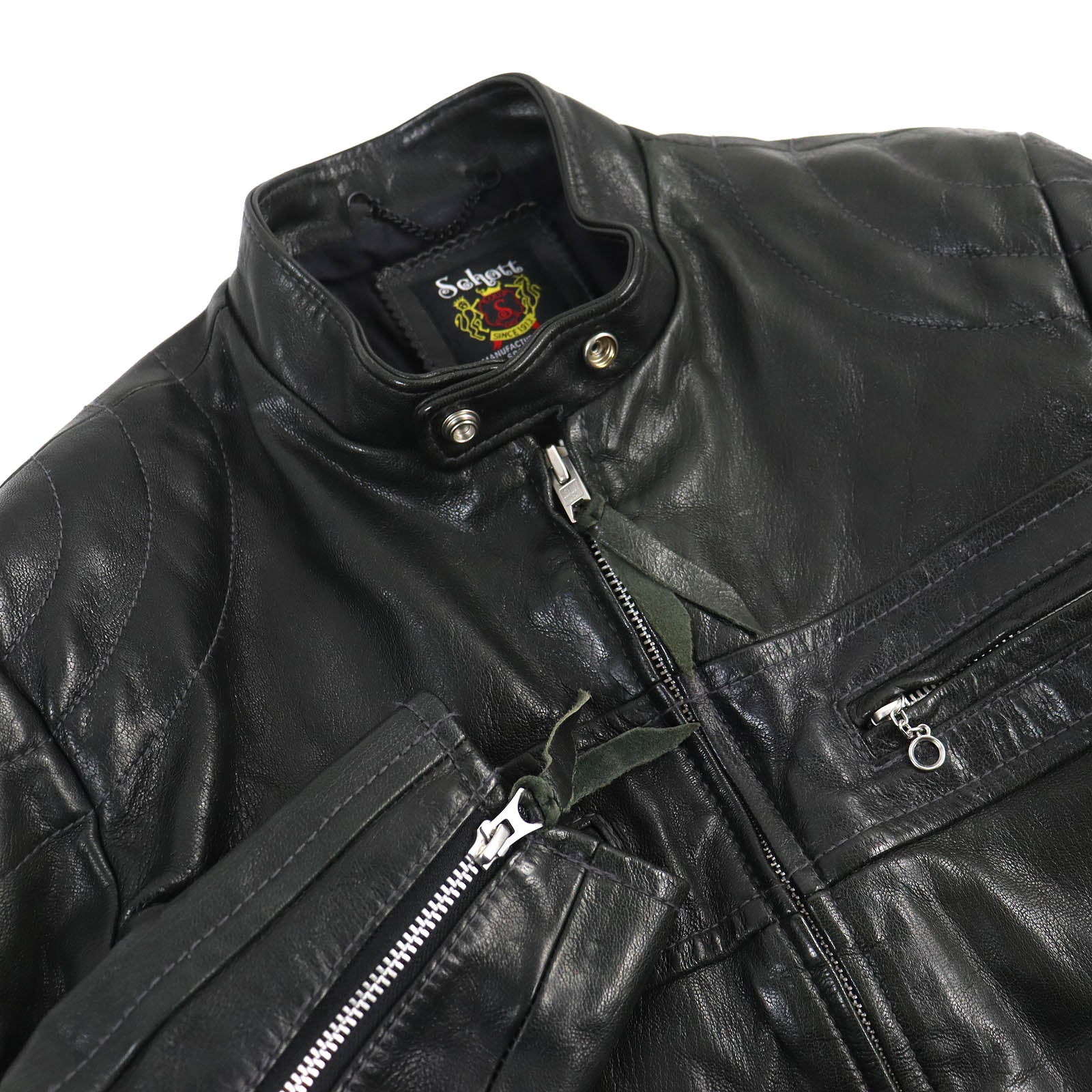 Schott Padded Goatskin Riders Jacket Black L