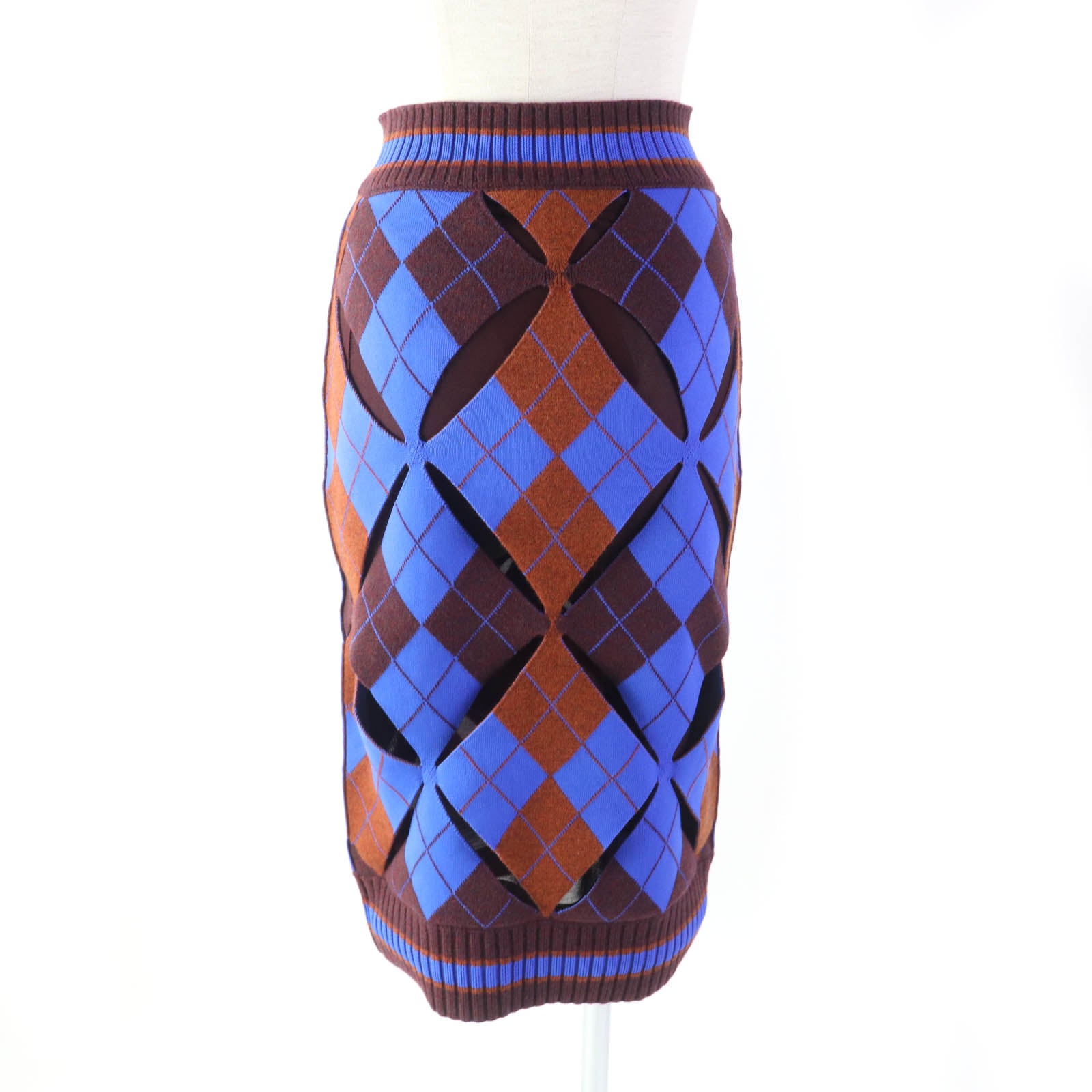 Burberry Argyle Knit Skirt Multicolor XS