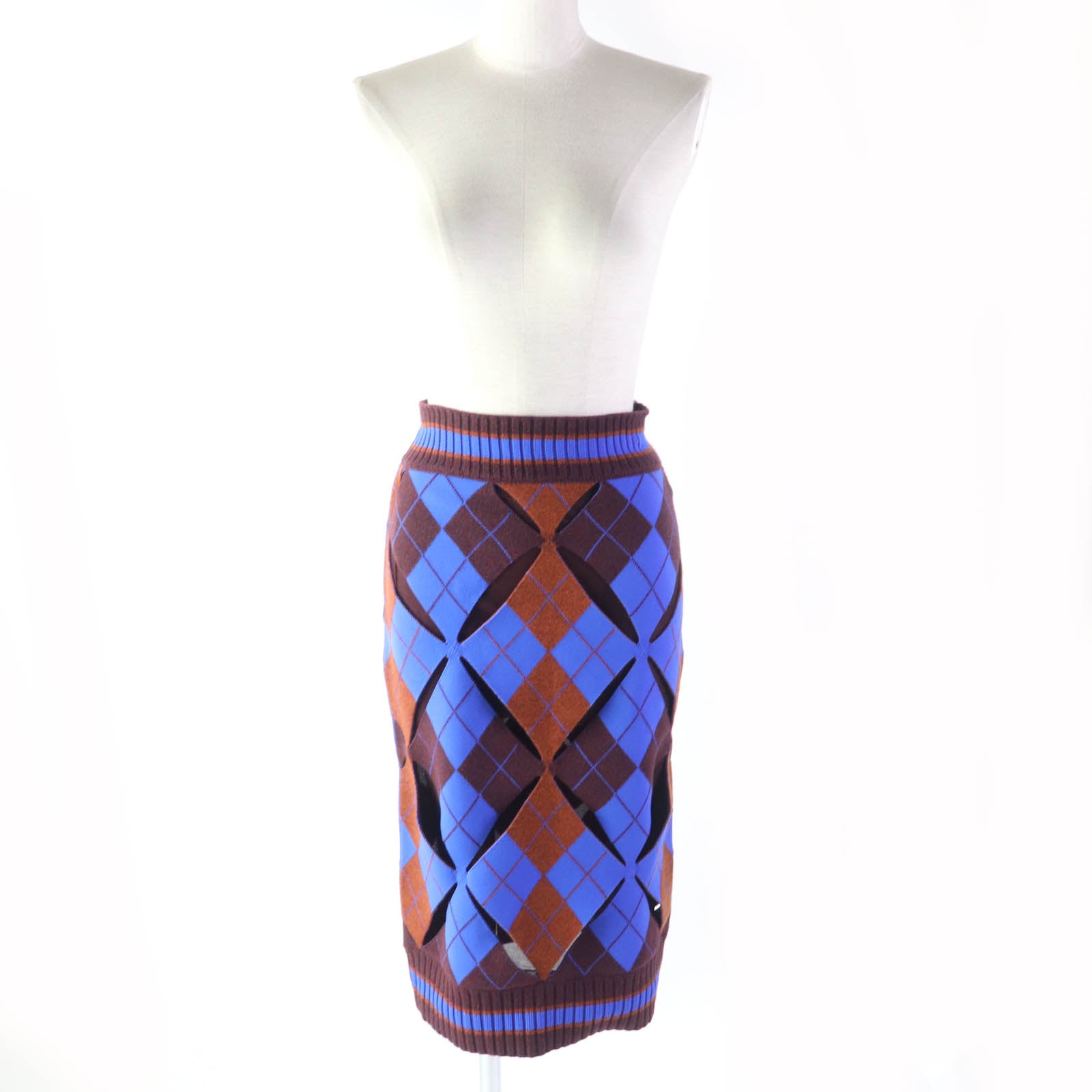 Burberry Argyle Knit Skirt Multicolor XS