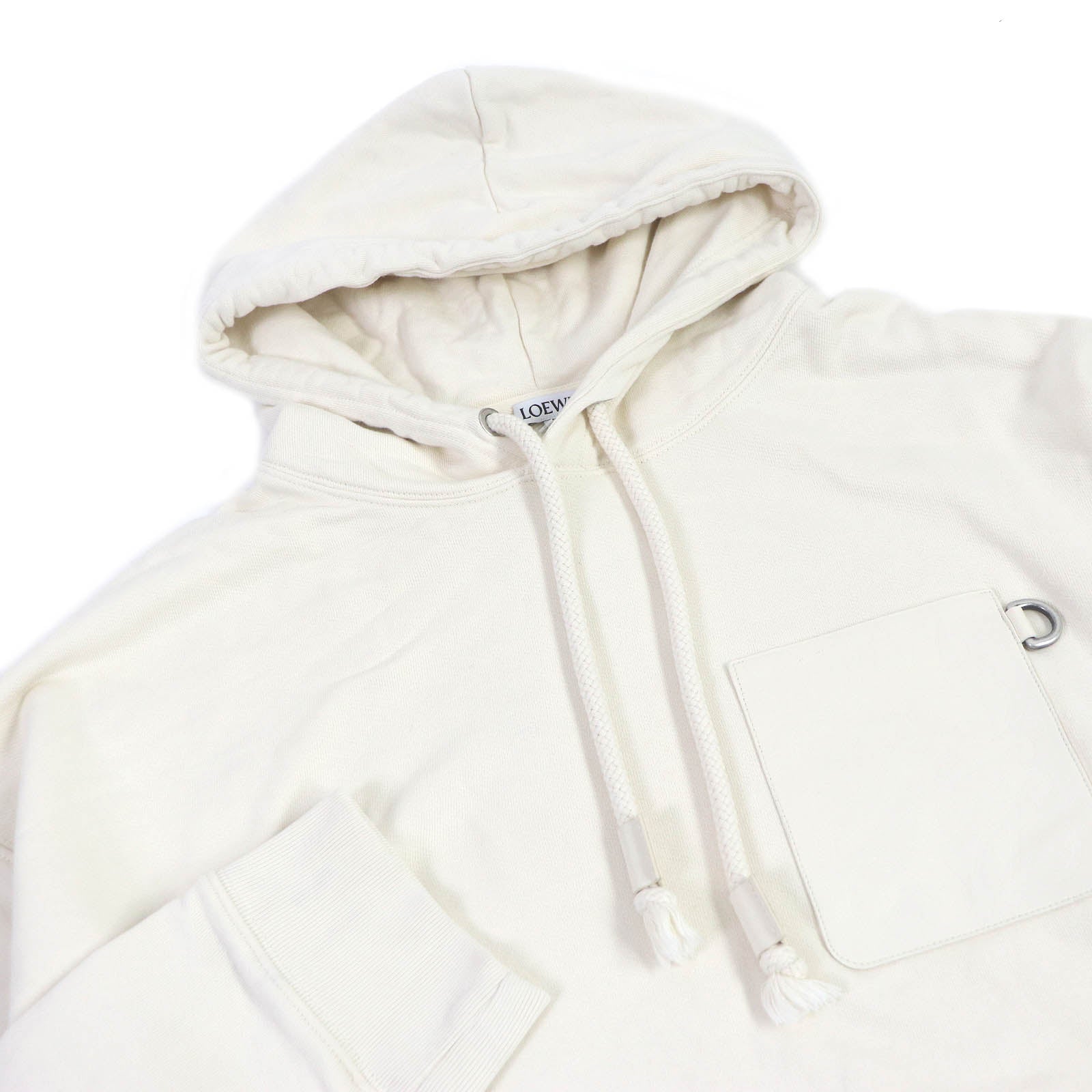 Loewe Anagram Leather Patch Hoodie Ivory L