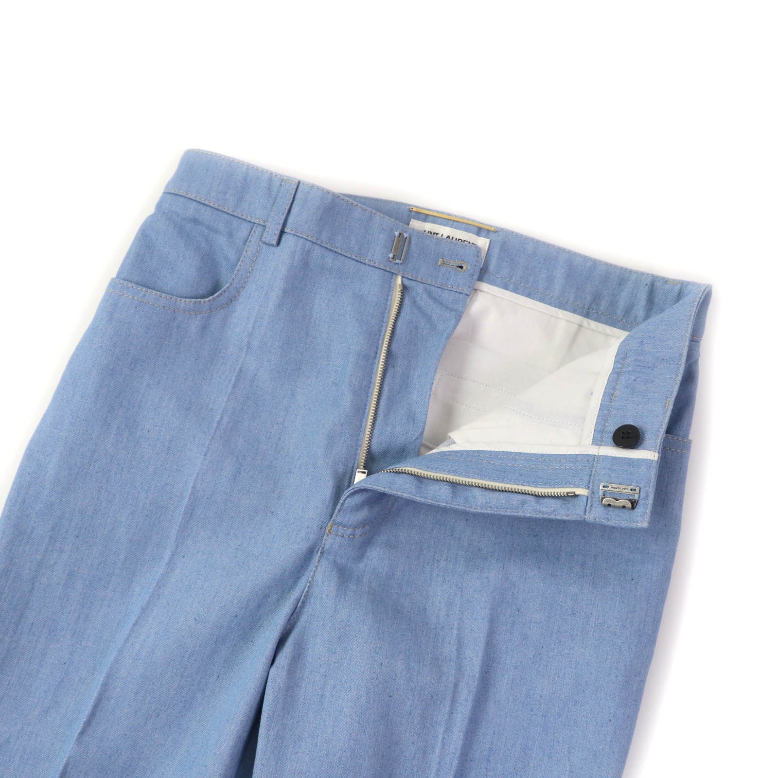 Saint Laurent Cotton Denim Pants Light Blue