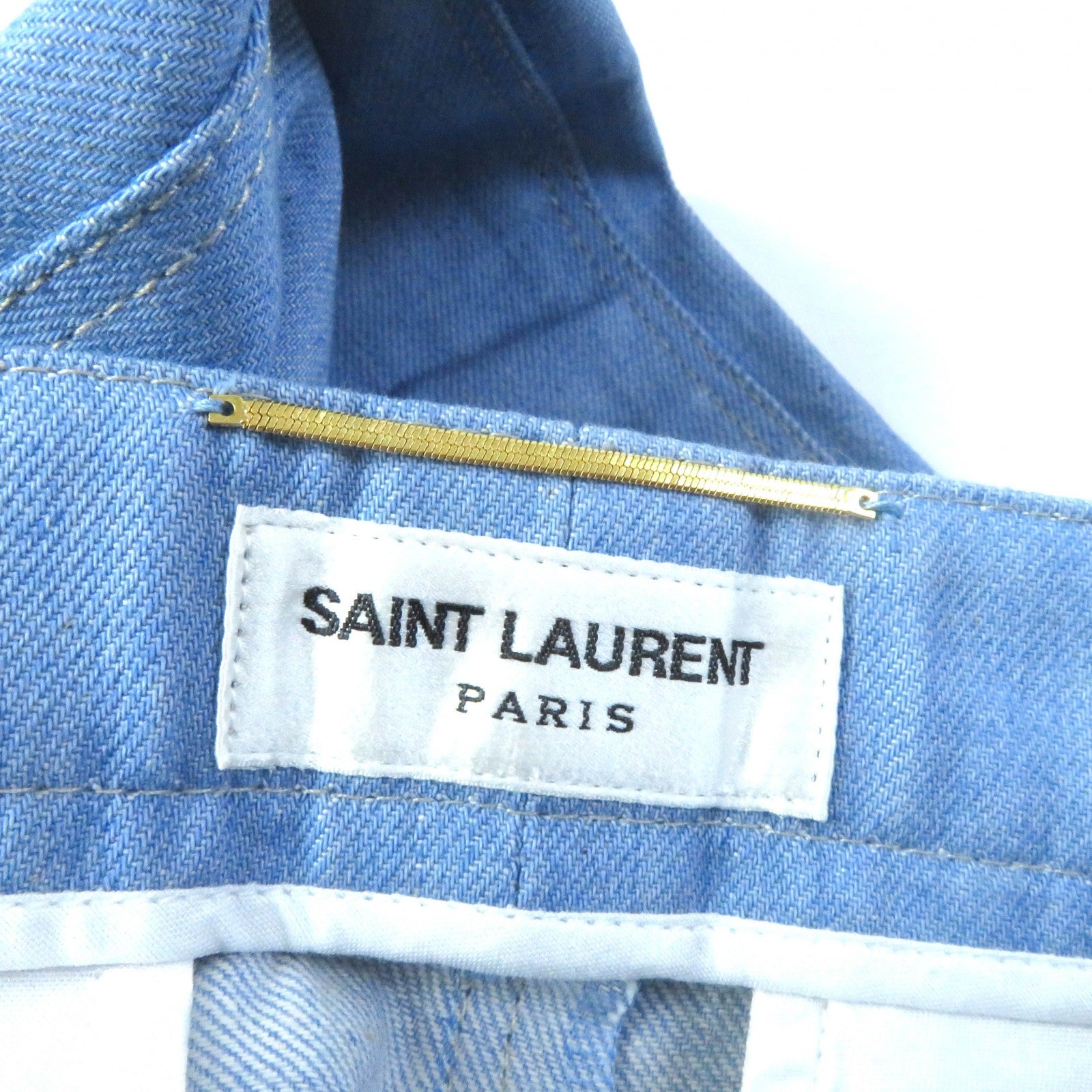 Saint Laurent Cotton Denim Pants Light Blue