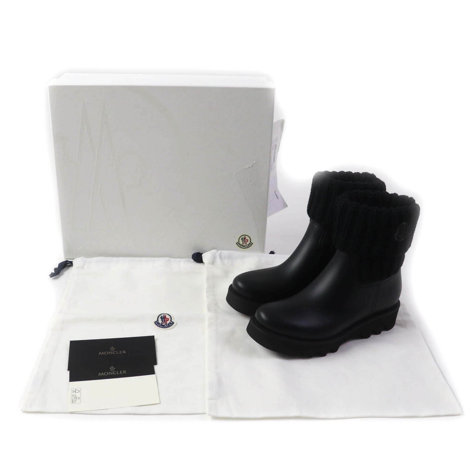 Moncler GINETTE Logo Rain Boots Black 37 Women