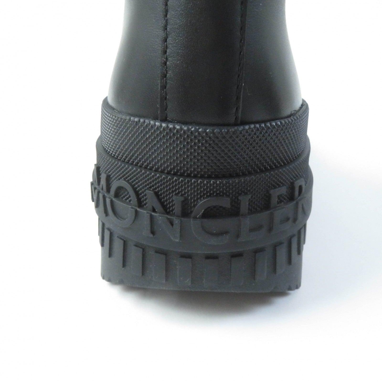 MONCLER MOSCOVA Leather Short Boots Black Ivory