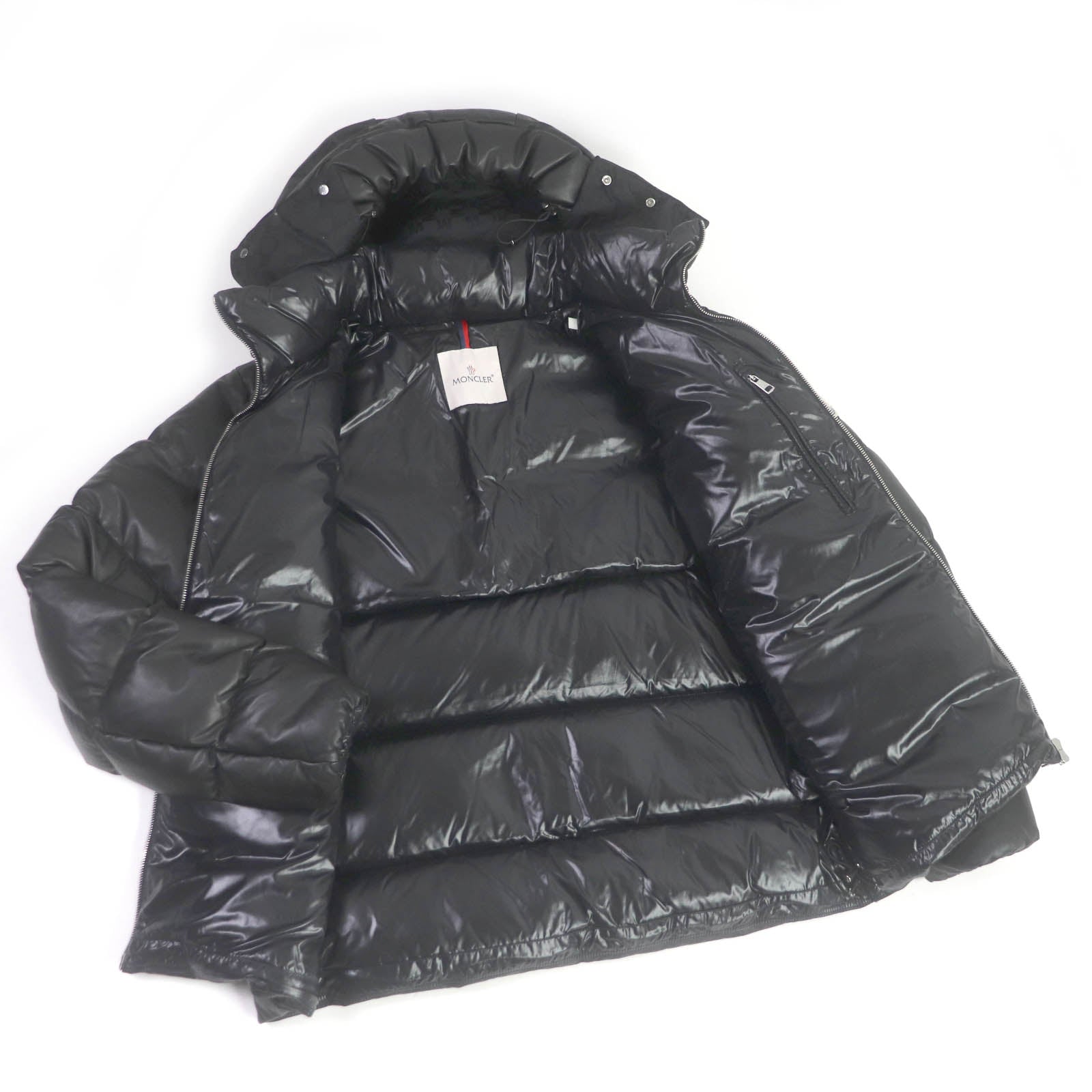 Moncler Lamb Leather Nylon Down Jacket Black