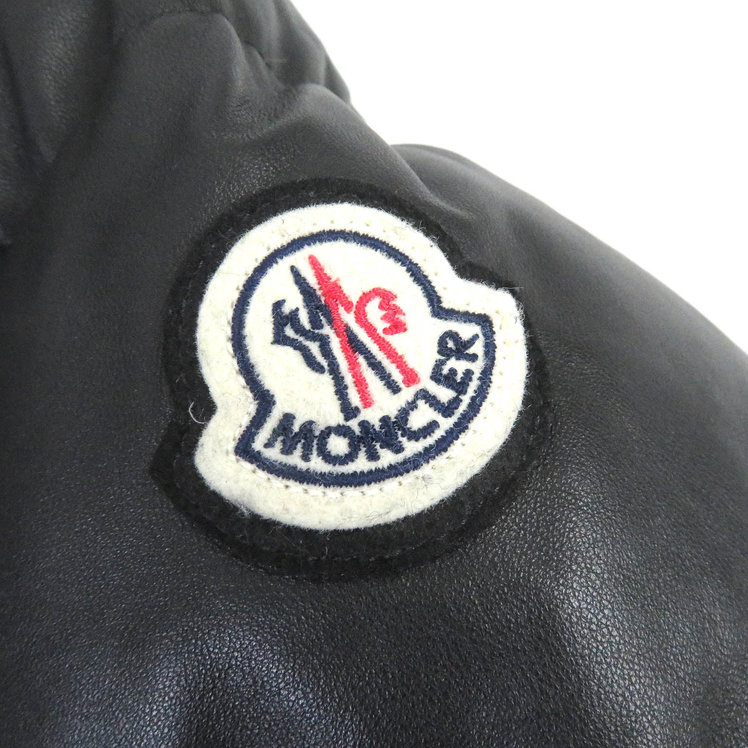 Moncler Lamb Leather Nylon Down Jacket Black