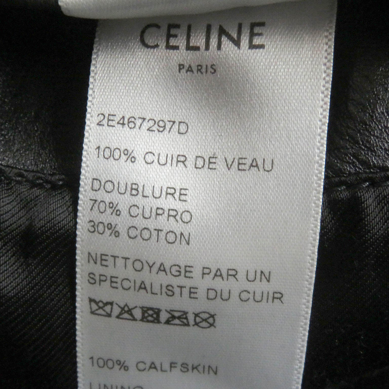 Celine Leather Jacket Double Breasted Riders Black