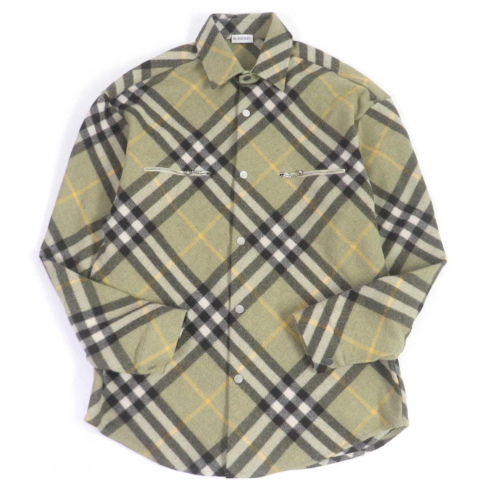 Burberry Wool Blend Check Overshirt Khaki S