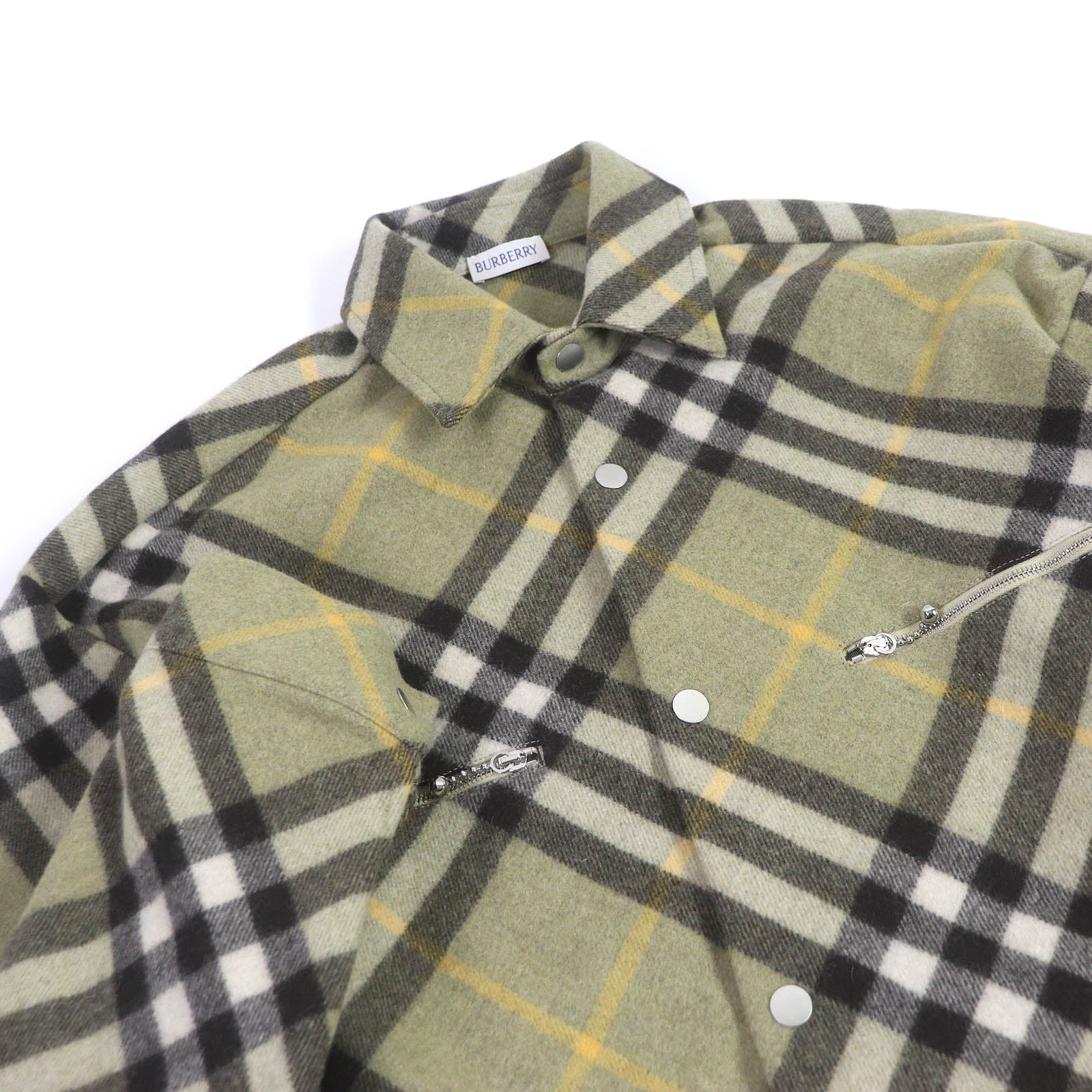 Burberry Wool Blend Check Overshirt Khaki S