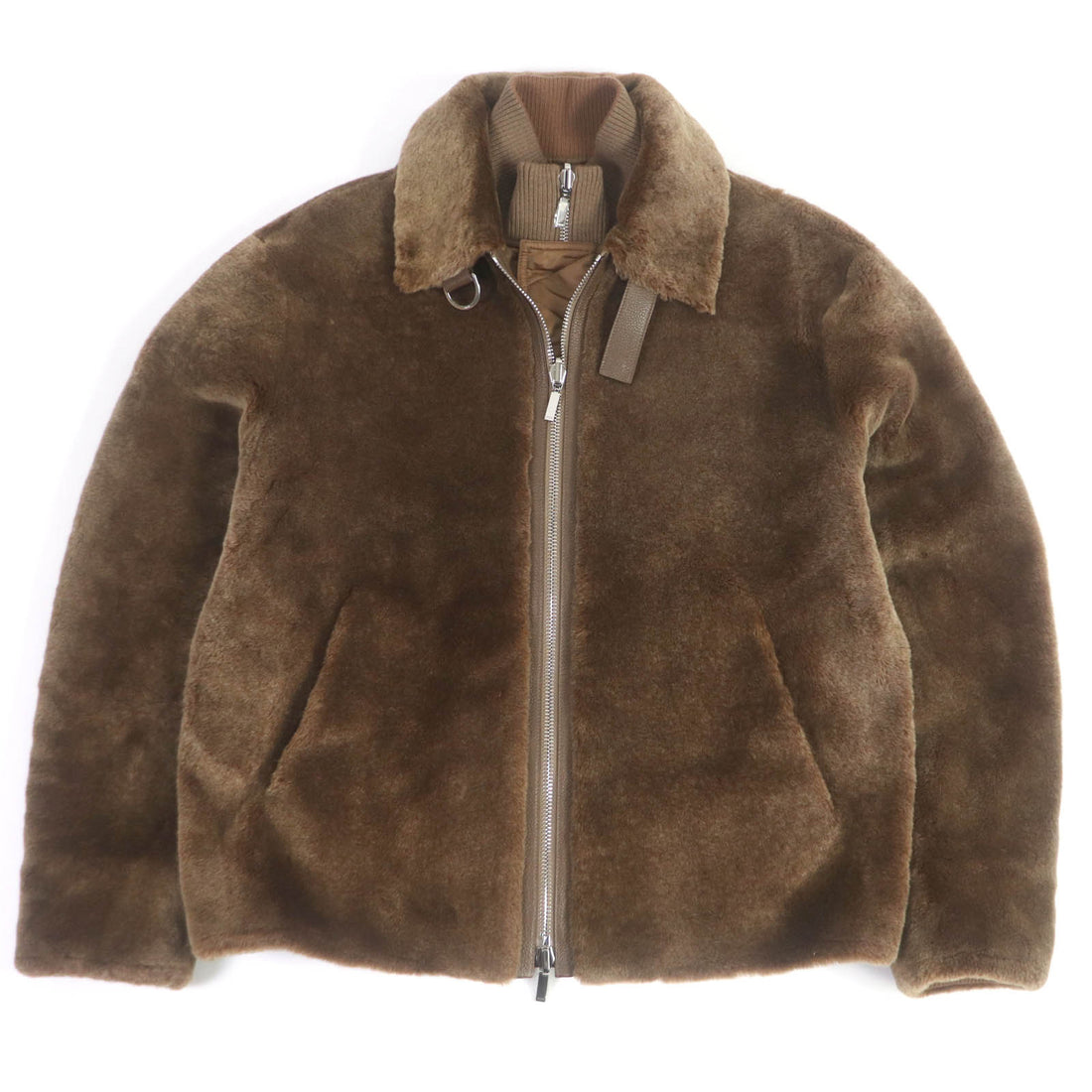 Dior Shearling Bomber Jacket Brown 52