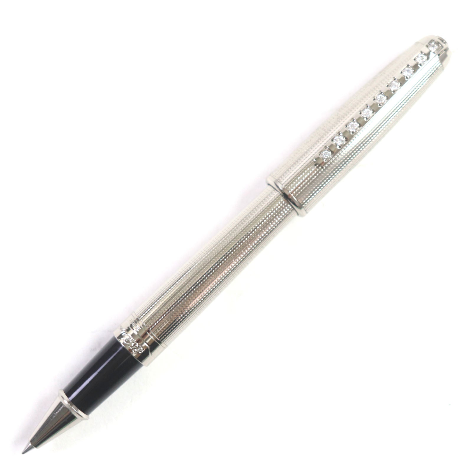 Dupont Olympio Rhinestone Ballpoint Pen Silver