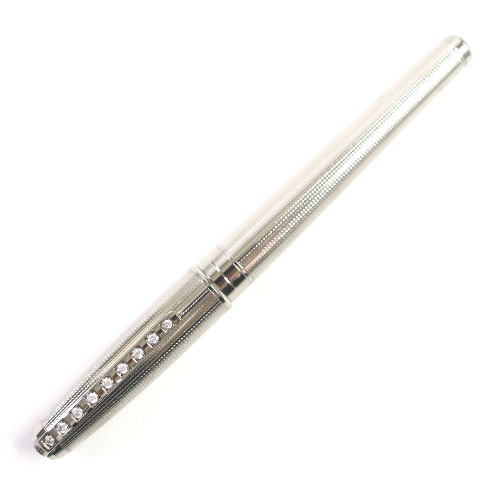 Dupont Olympio Rhinestone Ballpoint Pen Silver