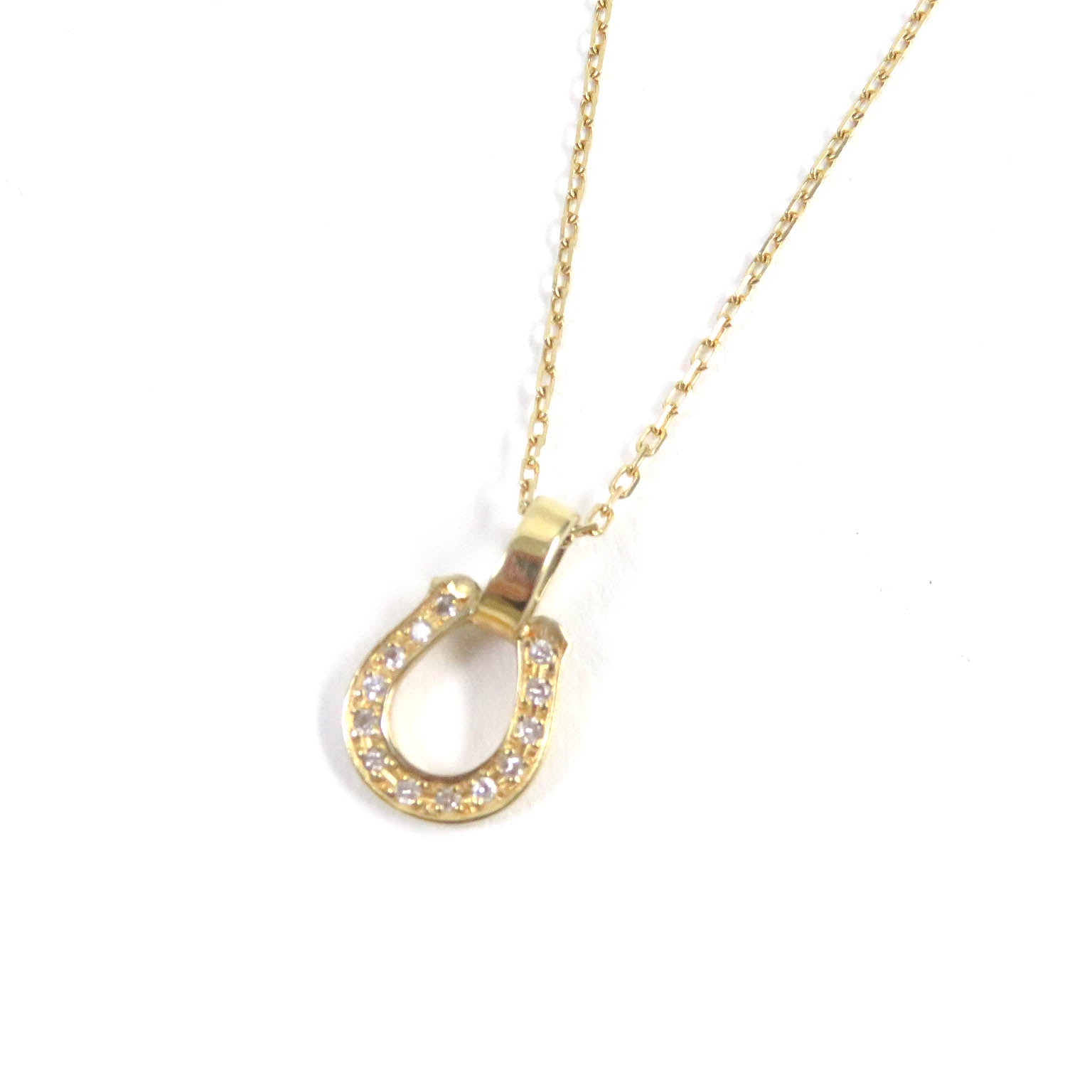 18K Gold Diamond Horseshoe Pendant Necklace