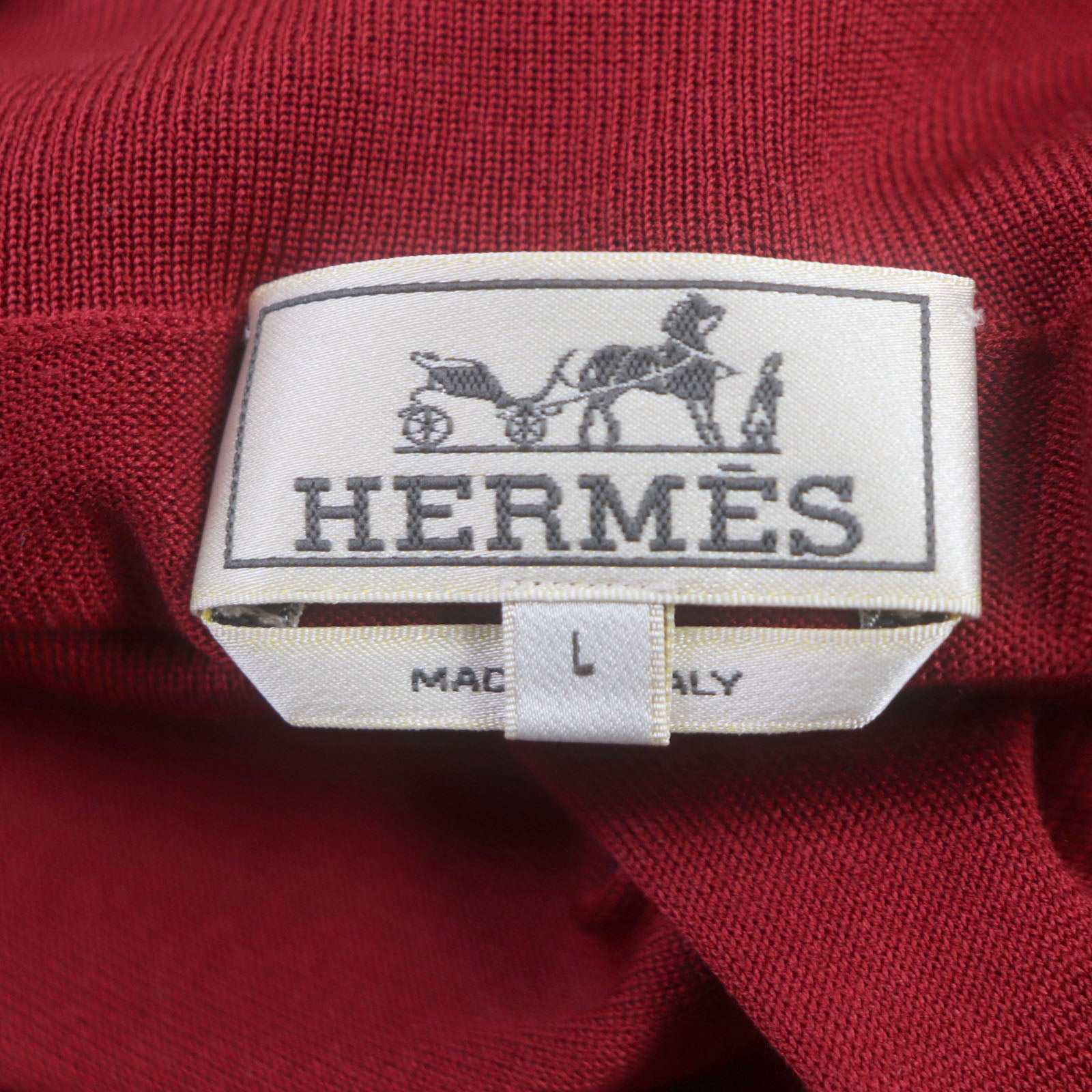 HERMES Silk Turtleneck Sweater Red L