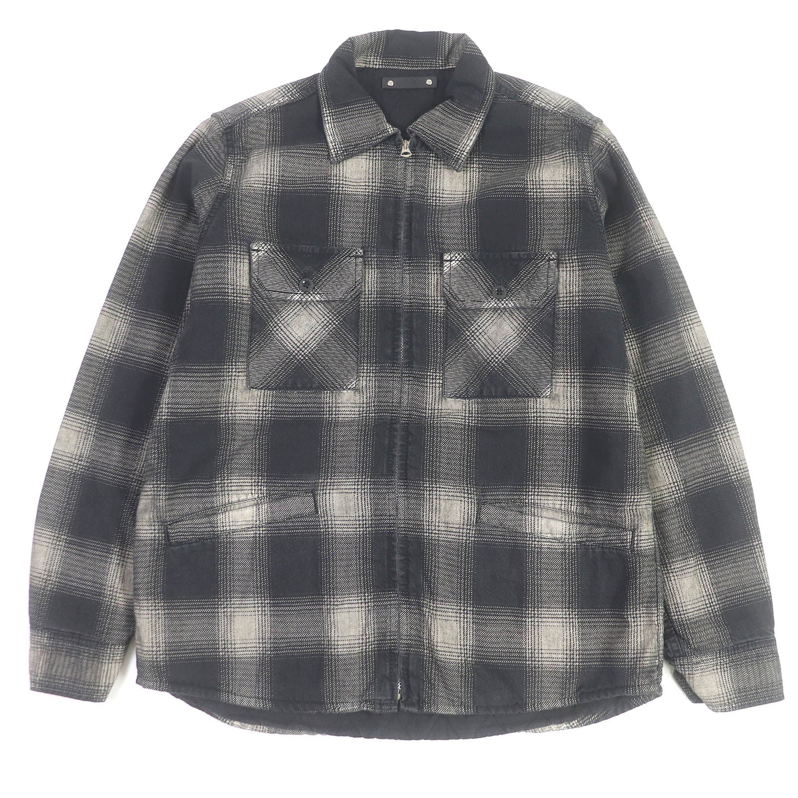 MINEDENIM Check Quiltriner Shirt Black Beige