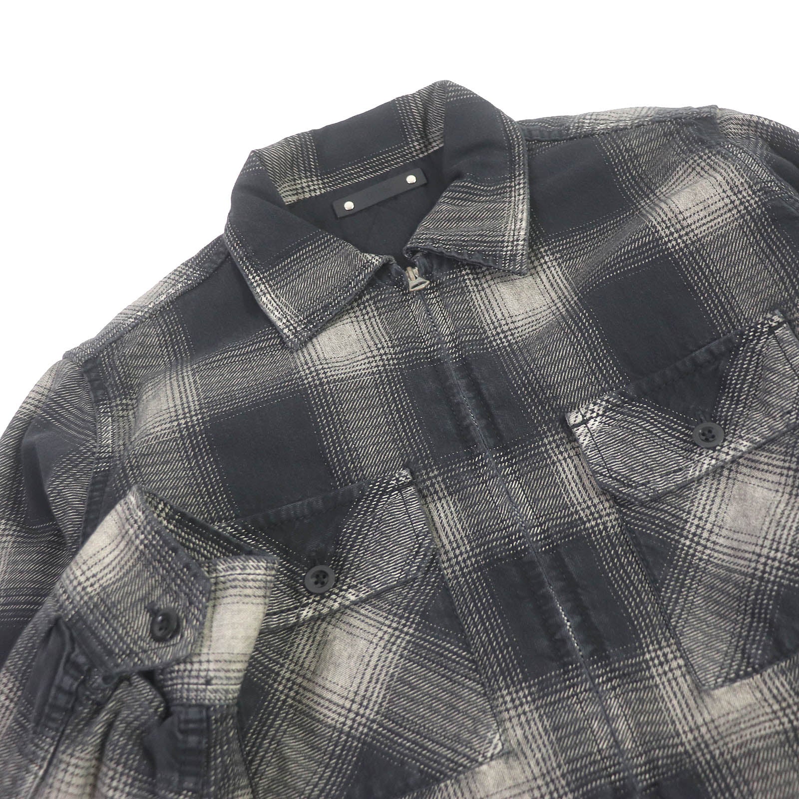 MINEDENIM Check Quiltriner Shirt Black Beige