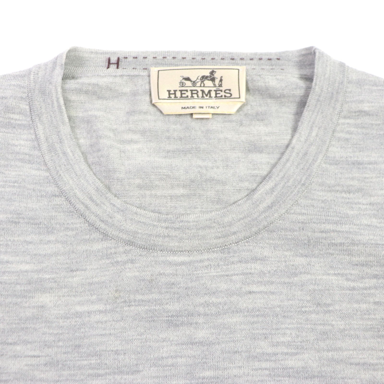 HERMES Wool H Logo Crew Neck Sweater L