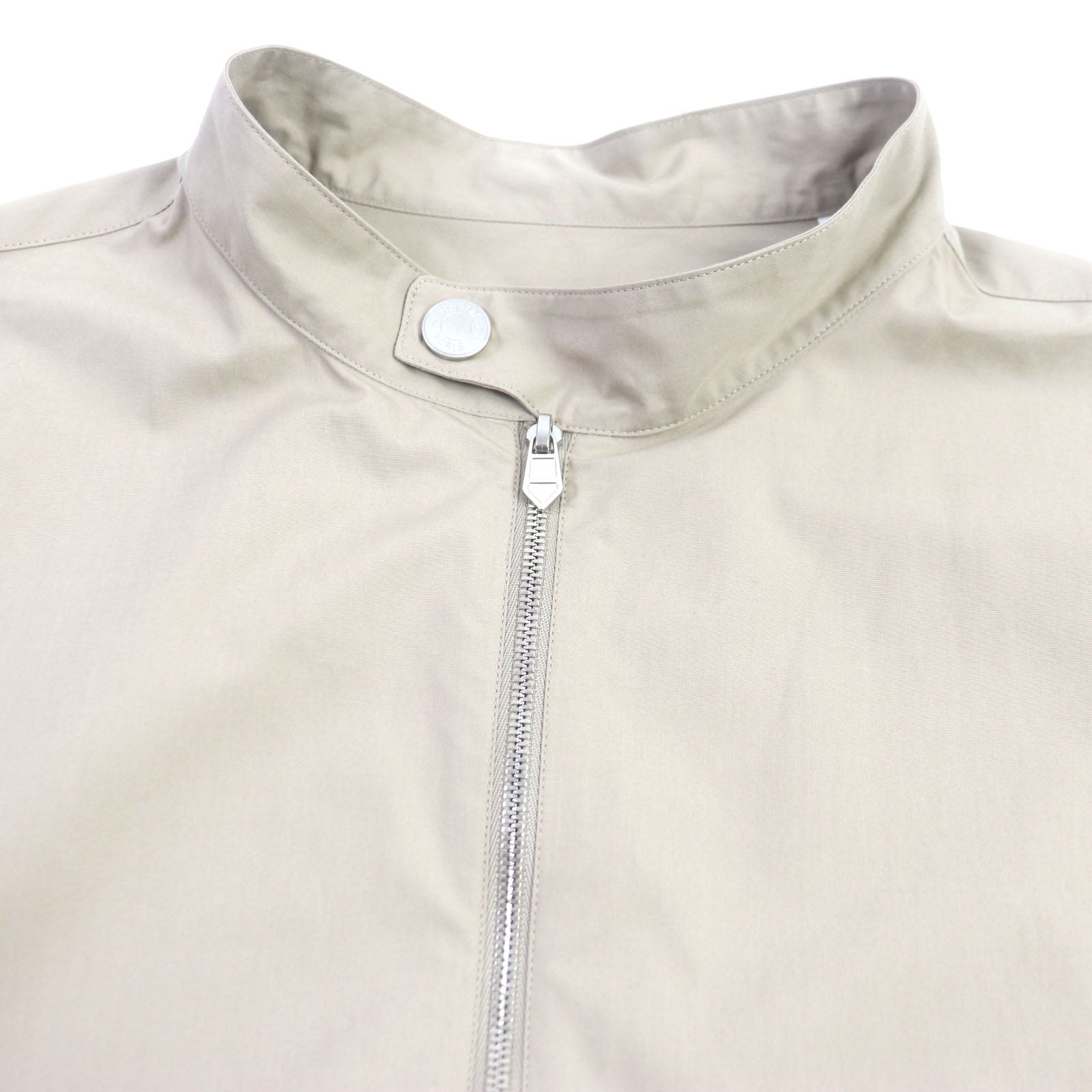 HERMES Silver Button Shirt Blouson Beige 42