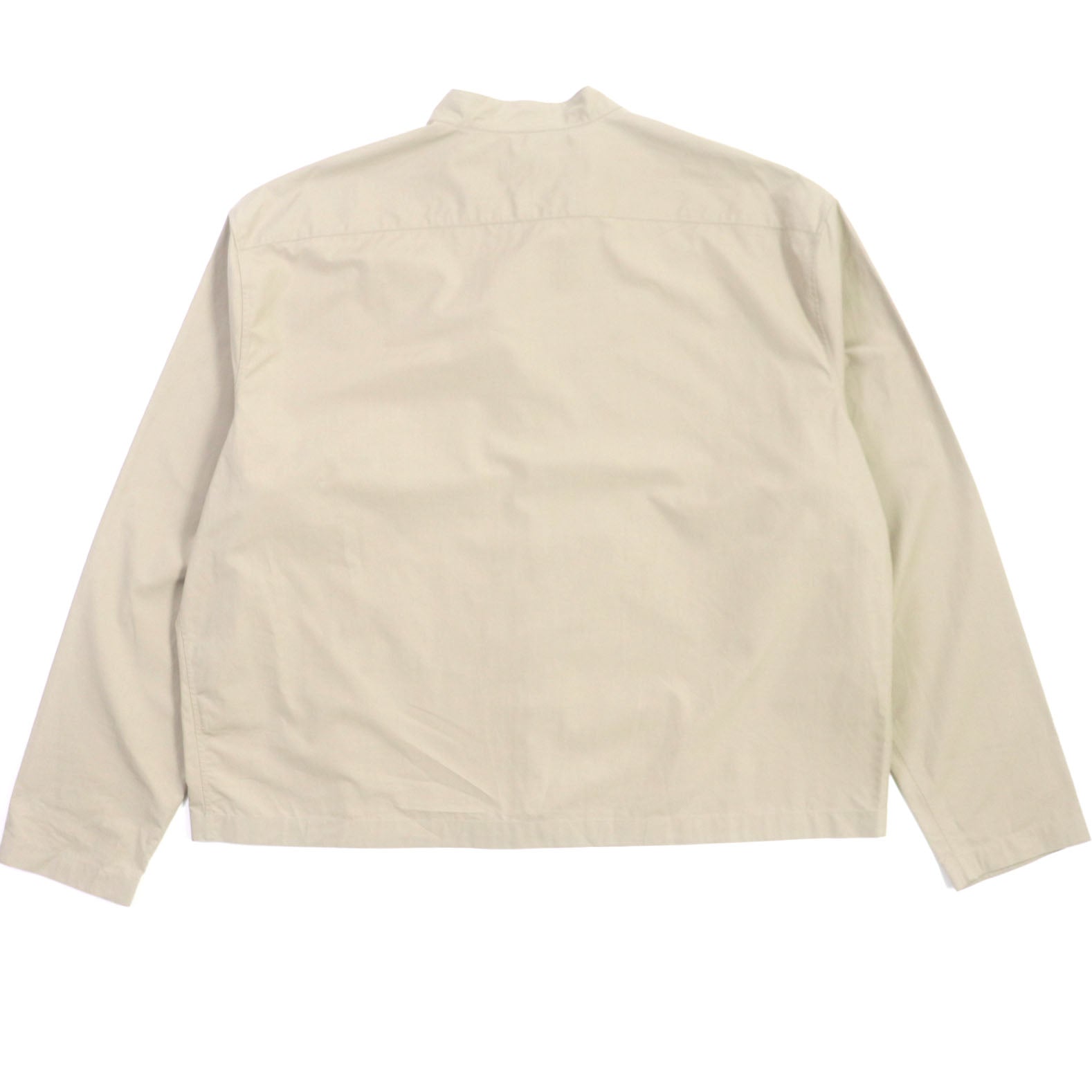 HERMES Silver Button Shirt Blouson Beige 42