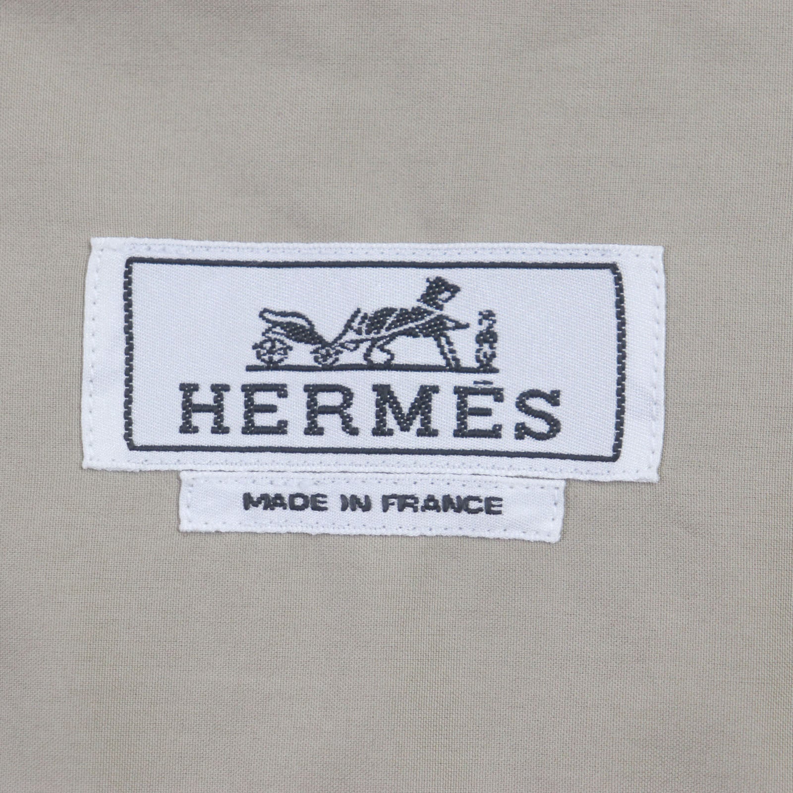 HERMES Silver Button Shirt Blouson Beige 42