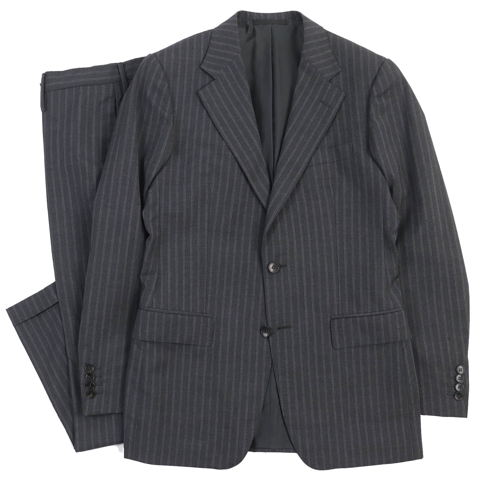 GUCCI Wool Mohair Stripe Suit Dark Gray 48