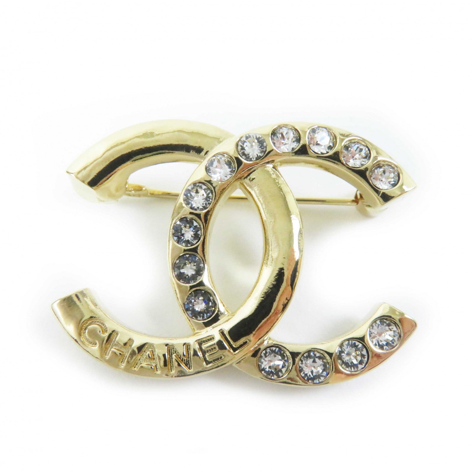 Chanel Gold Plated Rhinestone Brooch