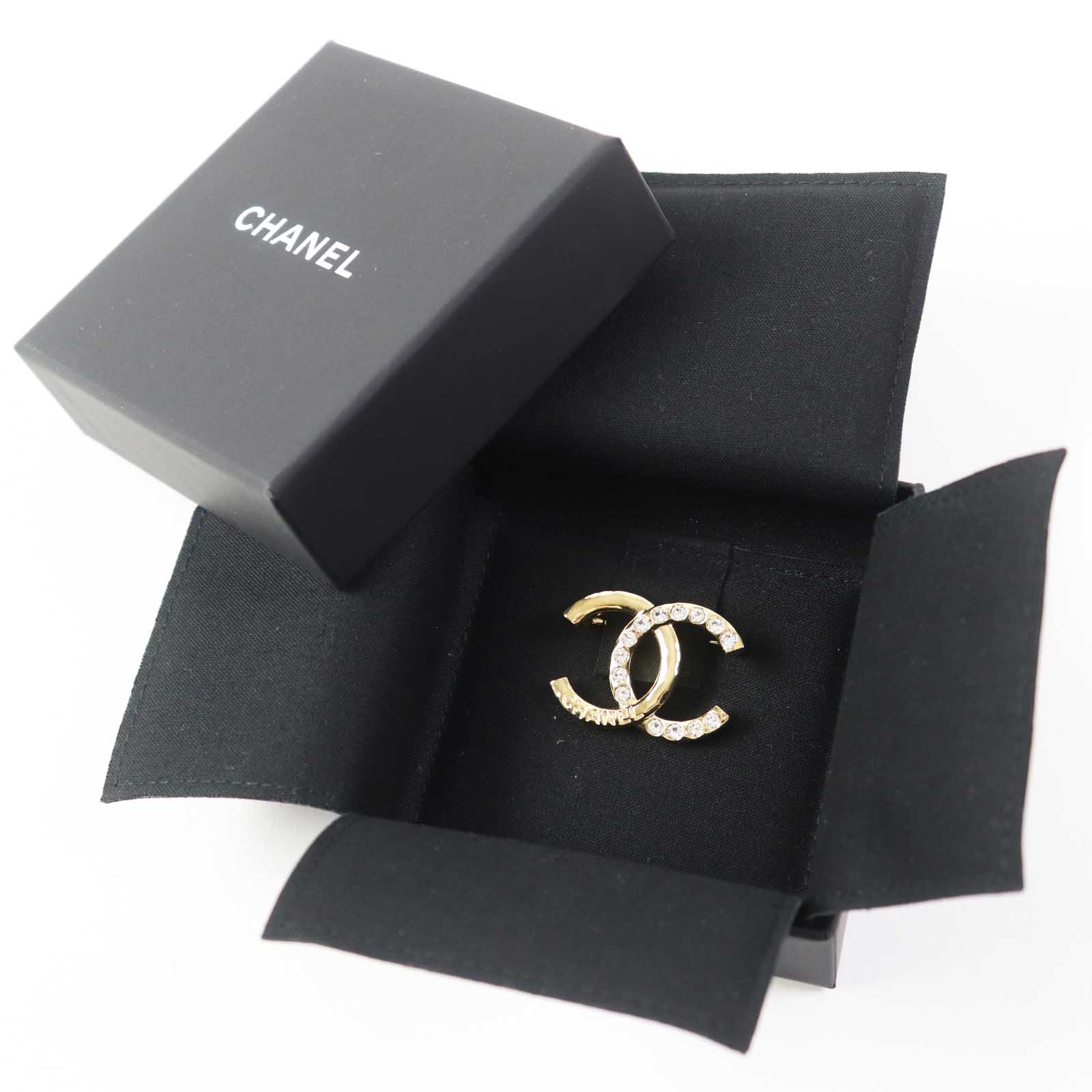 Chanel Gold Plated Rhinestone Brooch