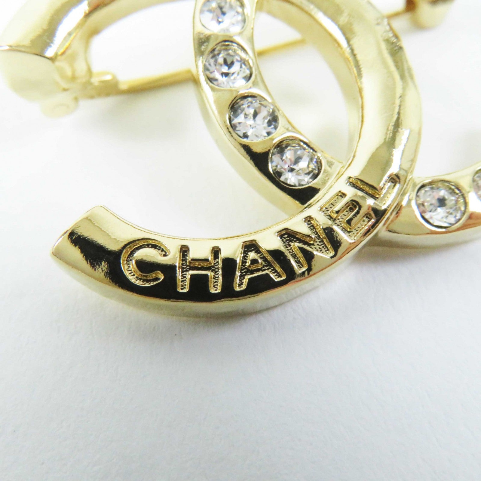 Chanel Gold Plated Rhinestone Brooch