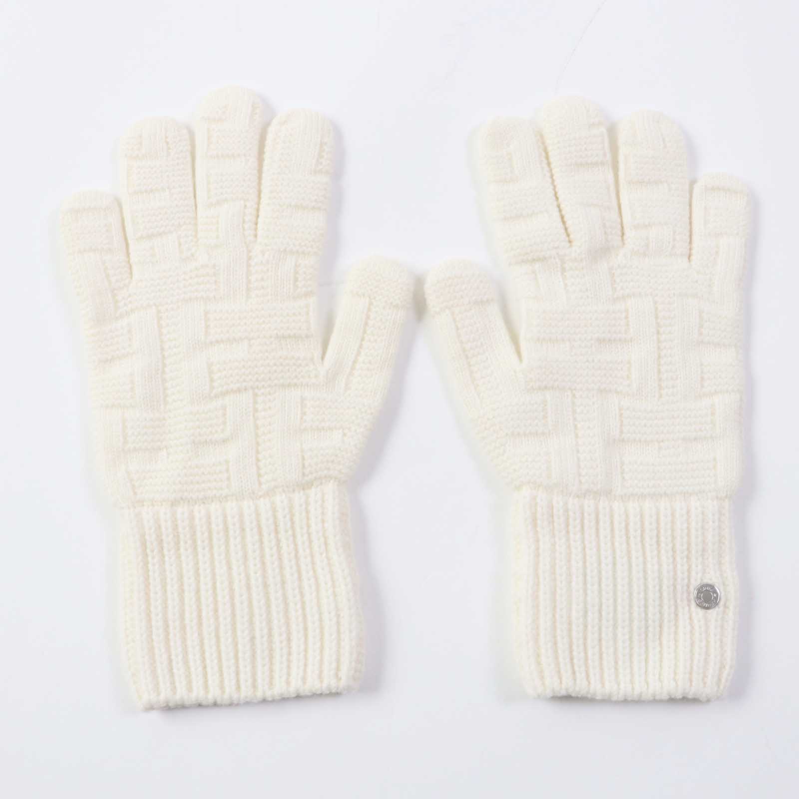 Hermes Wool H Pattern Knit Gloves M