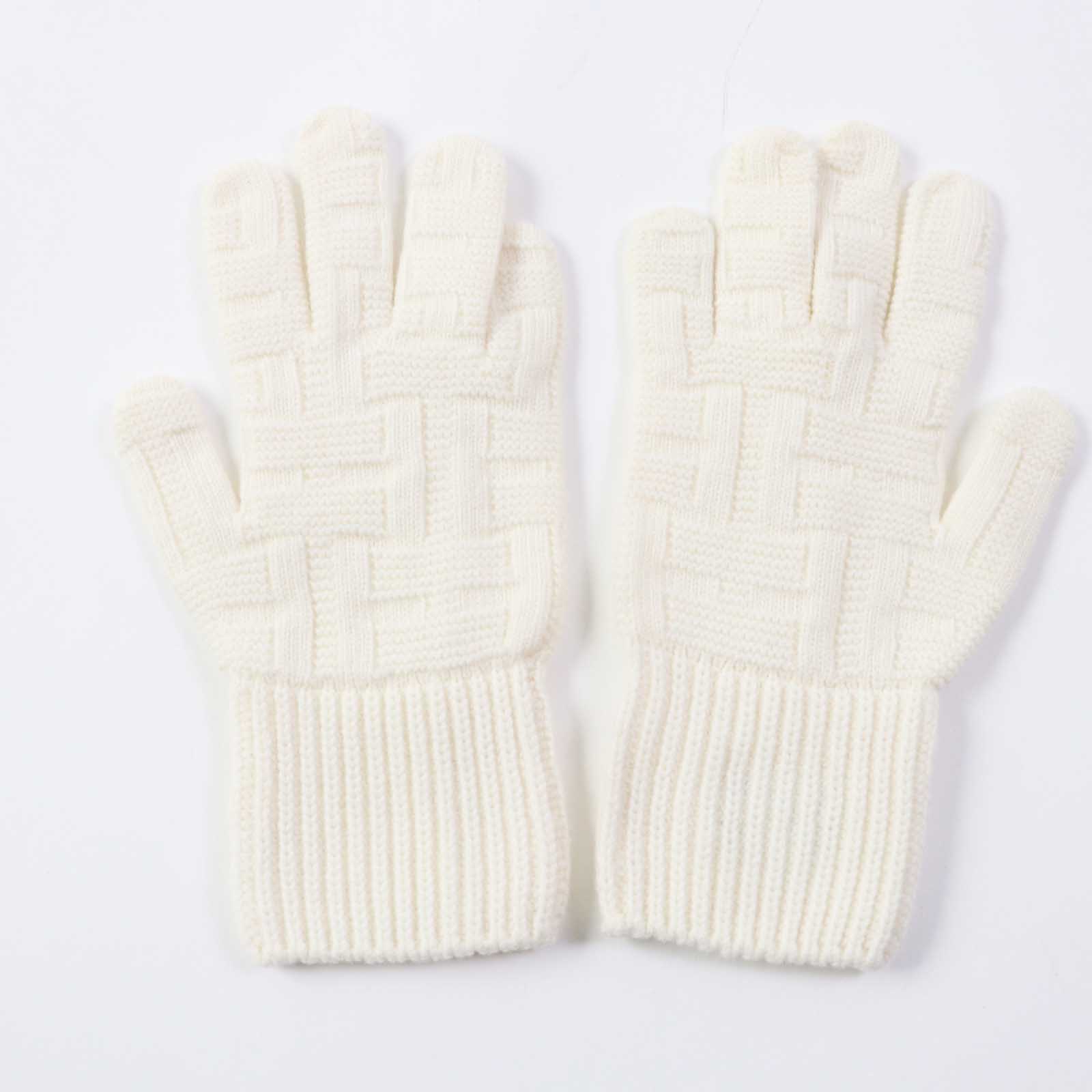 Hermes Wool H Pattern Knit Gloves M