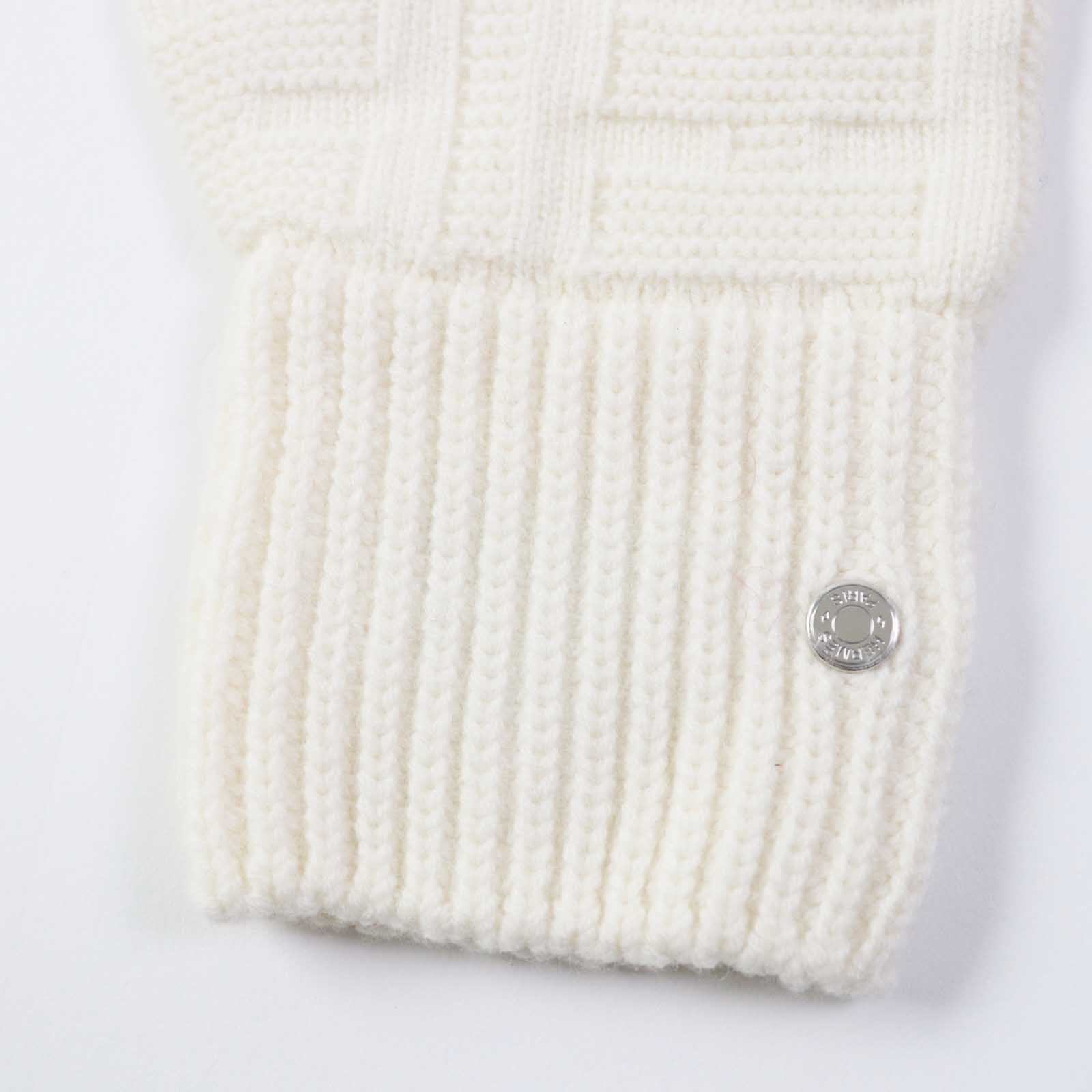 Hermes Wool H Pattern Knit Gloves M