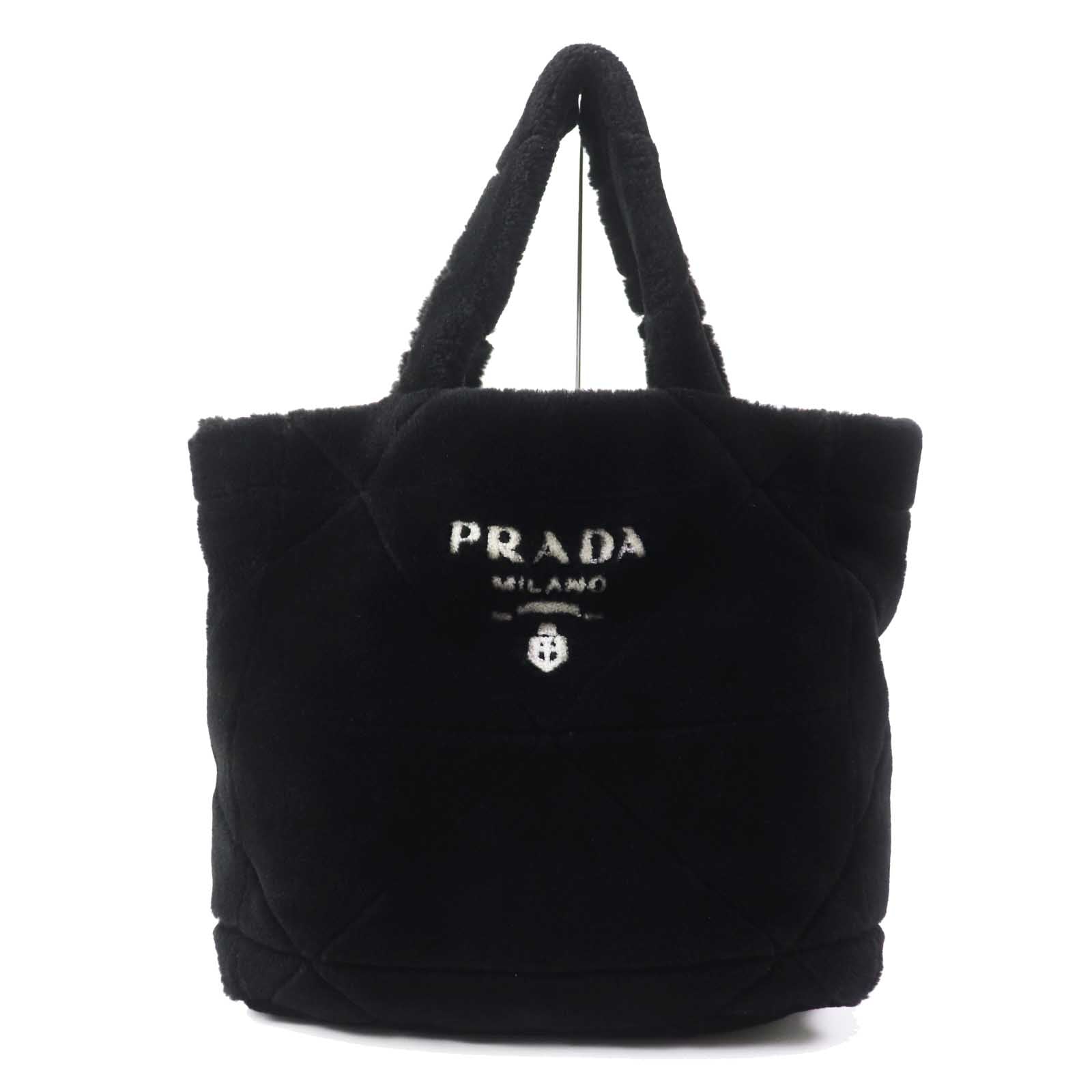 Prada Shearling Tote Bag with Pouch