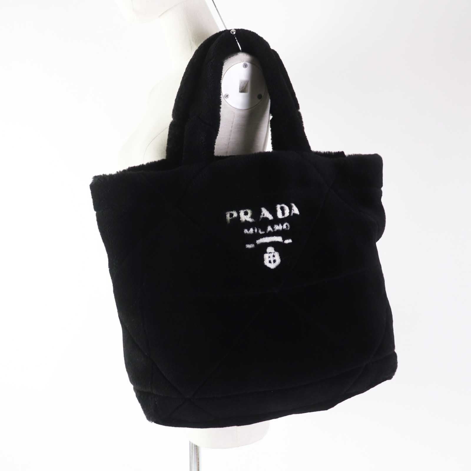 Prada Shearling Tote Bag with Pouch