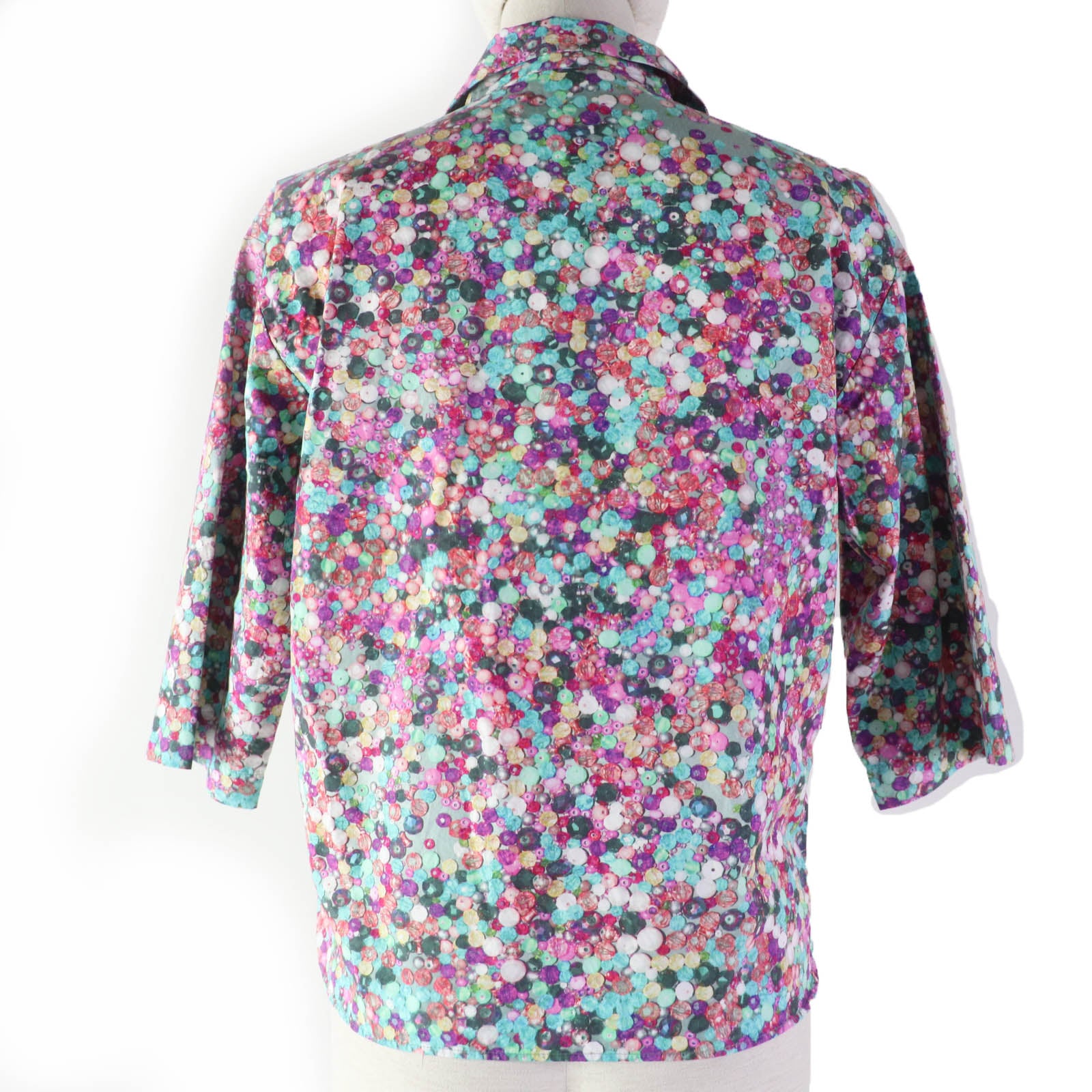 DRIES VAN NOTEN Bead Print Open Collar Shirt Blouse