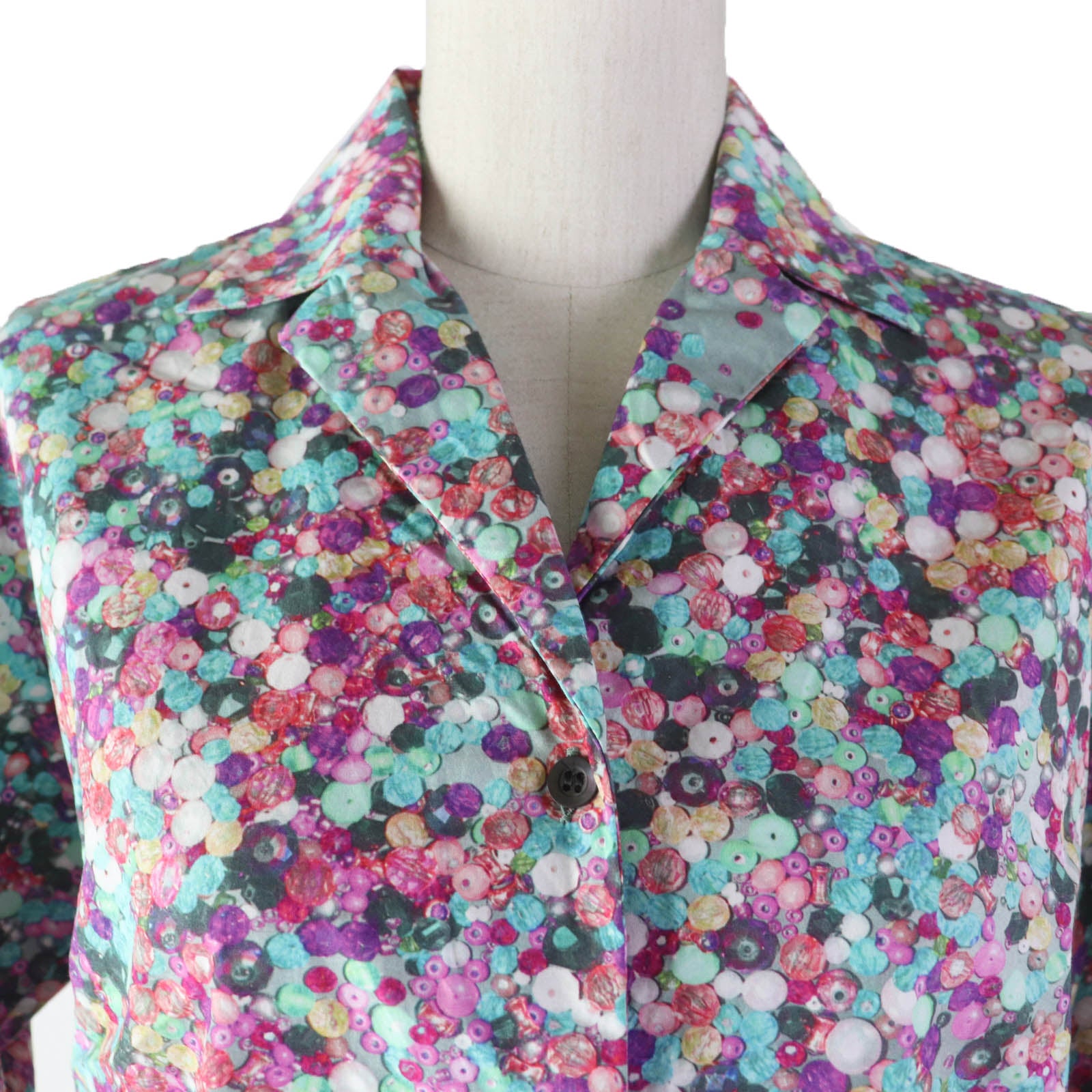 DRIES VAN NOTEN Bead Print Open Collar Shirt Blouse