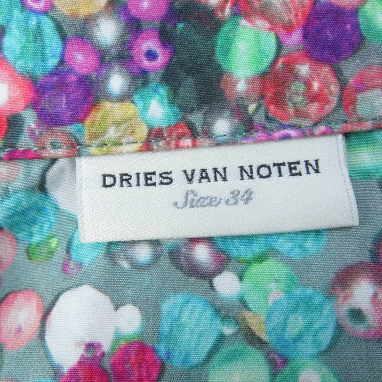 DRIES VAN NOTEN Bead Print Open Collar Shirt Blouse