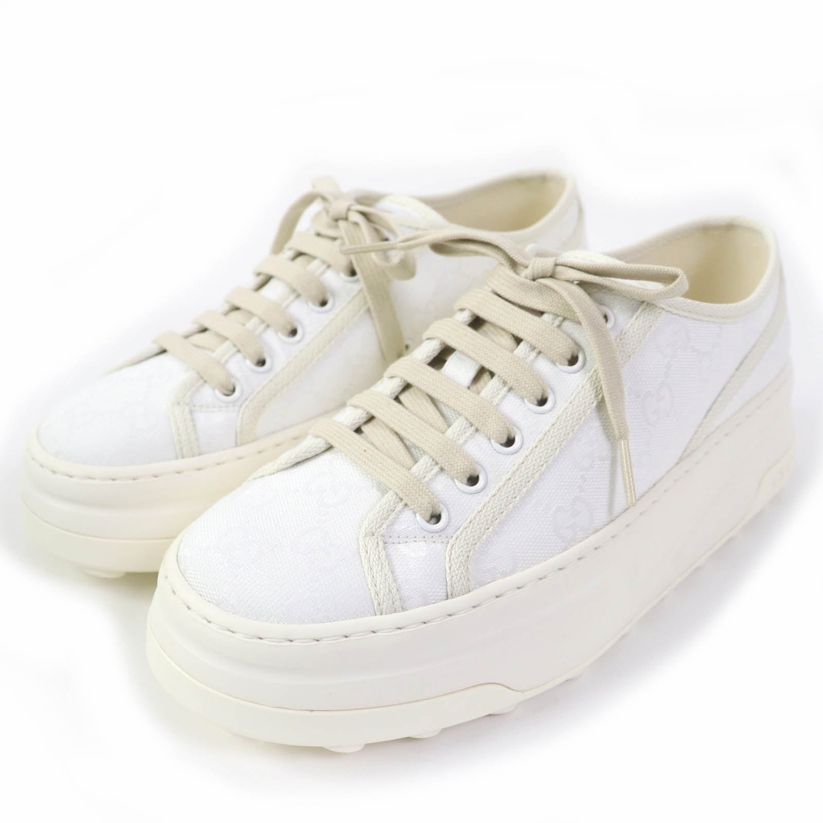 GUCCI Tennis 1977 GG Canvas Sneakers White 39.5