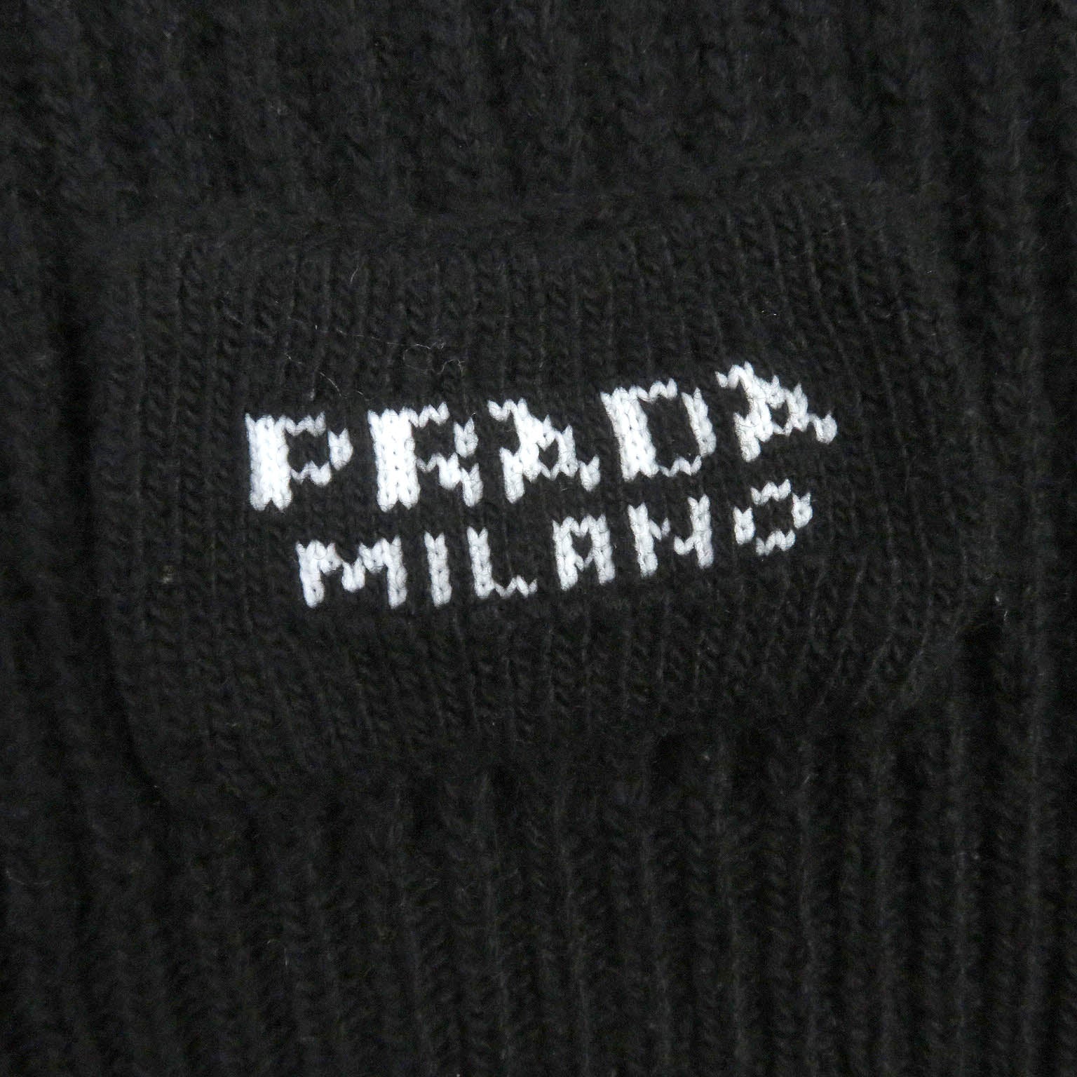 Prada Wool Cashmere Oversized V-Neck Knit Black