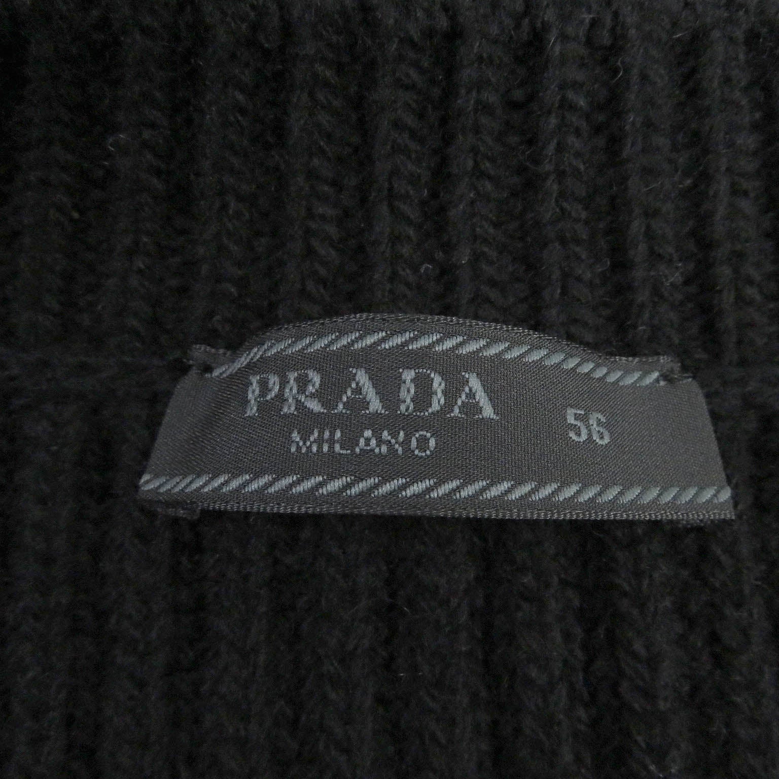 Prada Wool Cashmere Oversized V-Neck Knit Black