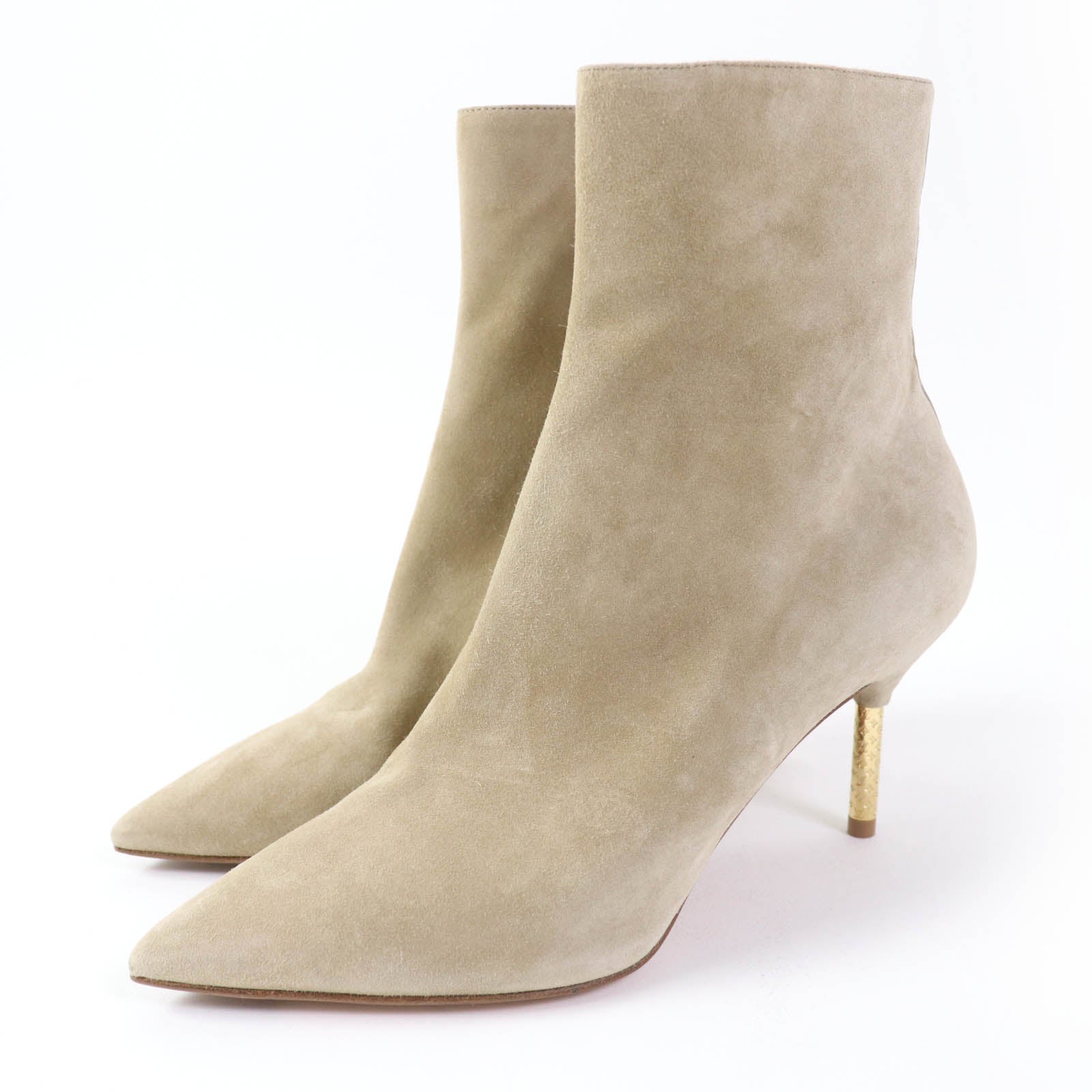 Louis Vuitton Suede Ankle Boots Beige Women