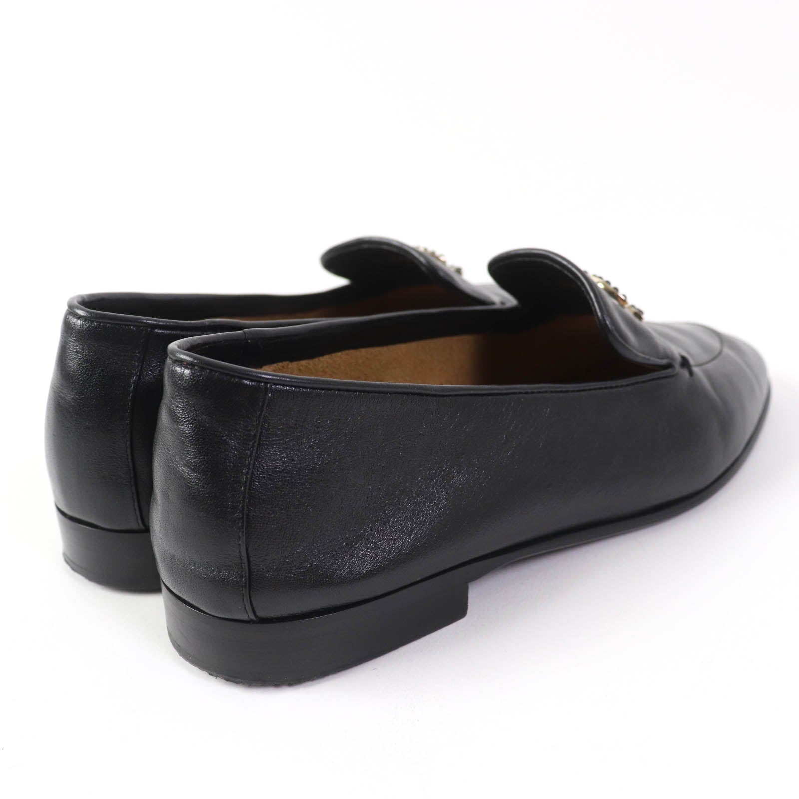 Chanel Leather Loafers Black 38.5 G45008