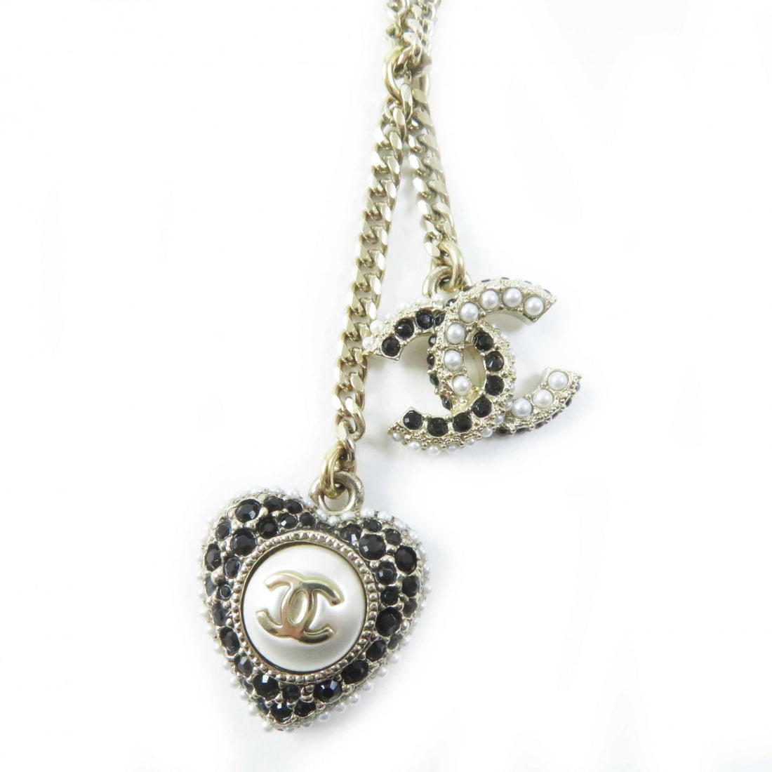 Chanel C22B Pearl COCO Mark Heart Necklace