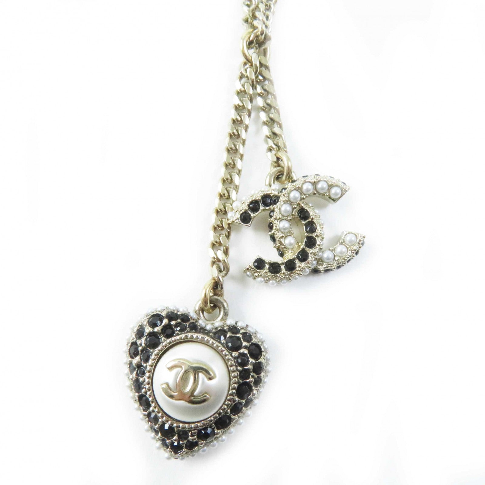 Chanel Pearl COCO Mark Heart Necklace C22B