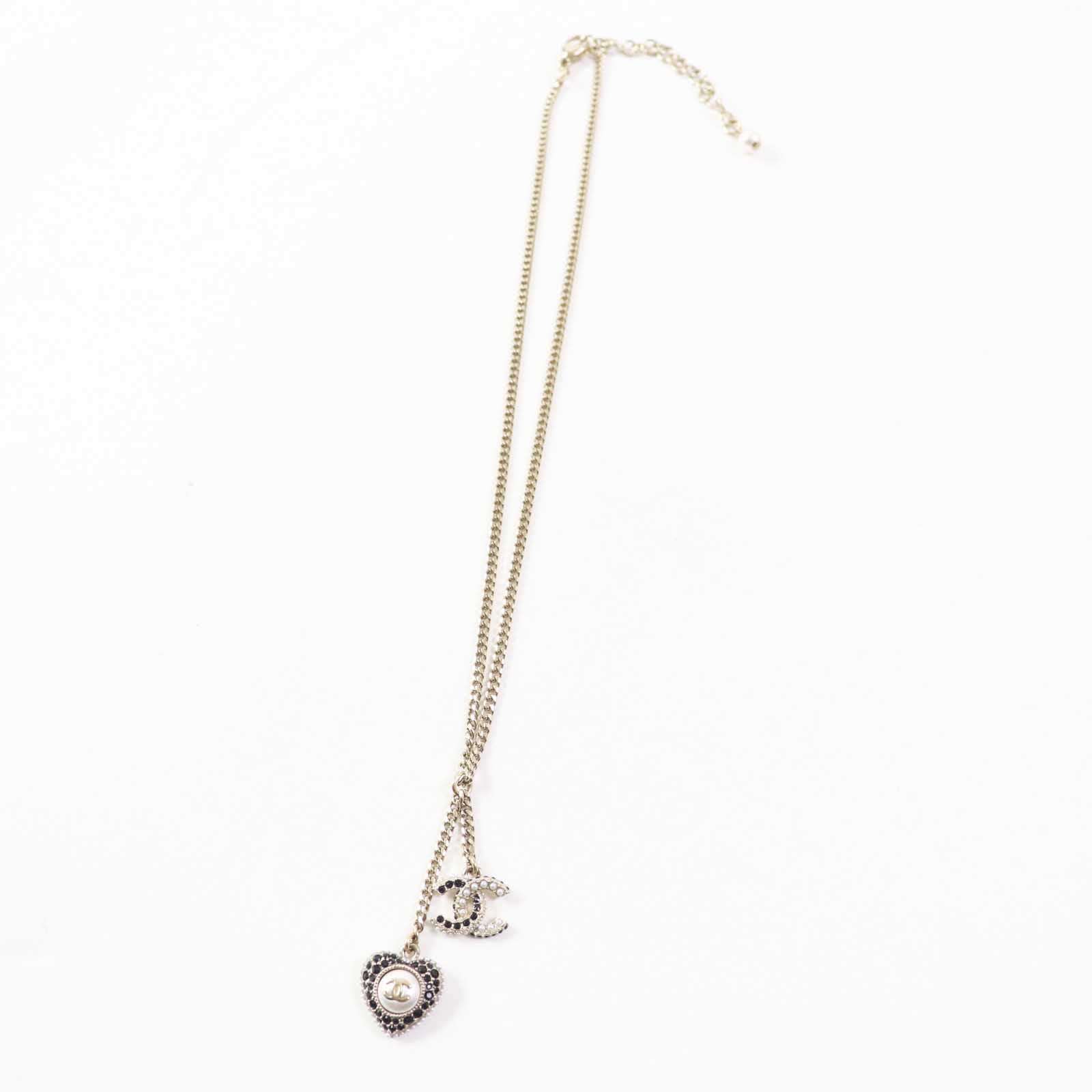 Chanel Pearl COCO Mark Heart Necklace C22B