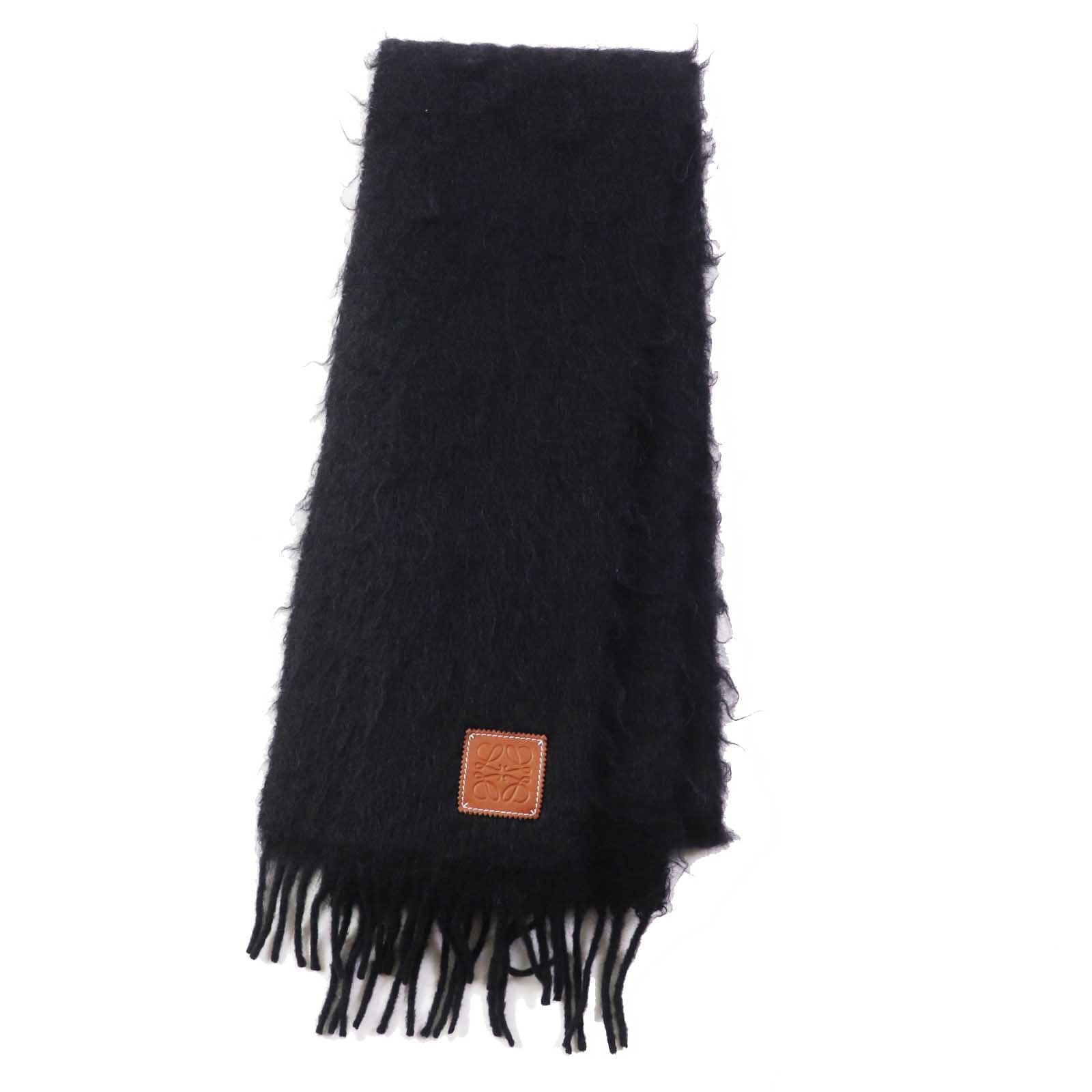 Loewe Mohair Wool Anagram Leather Scarf