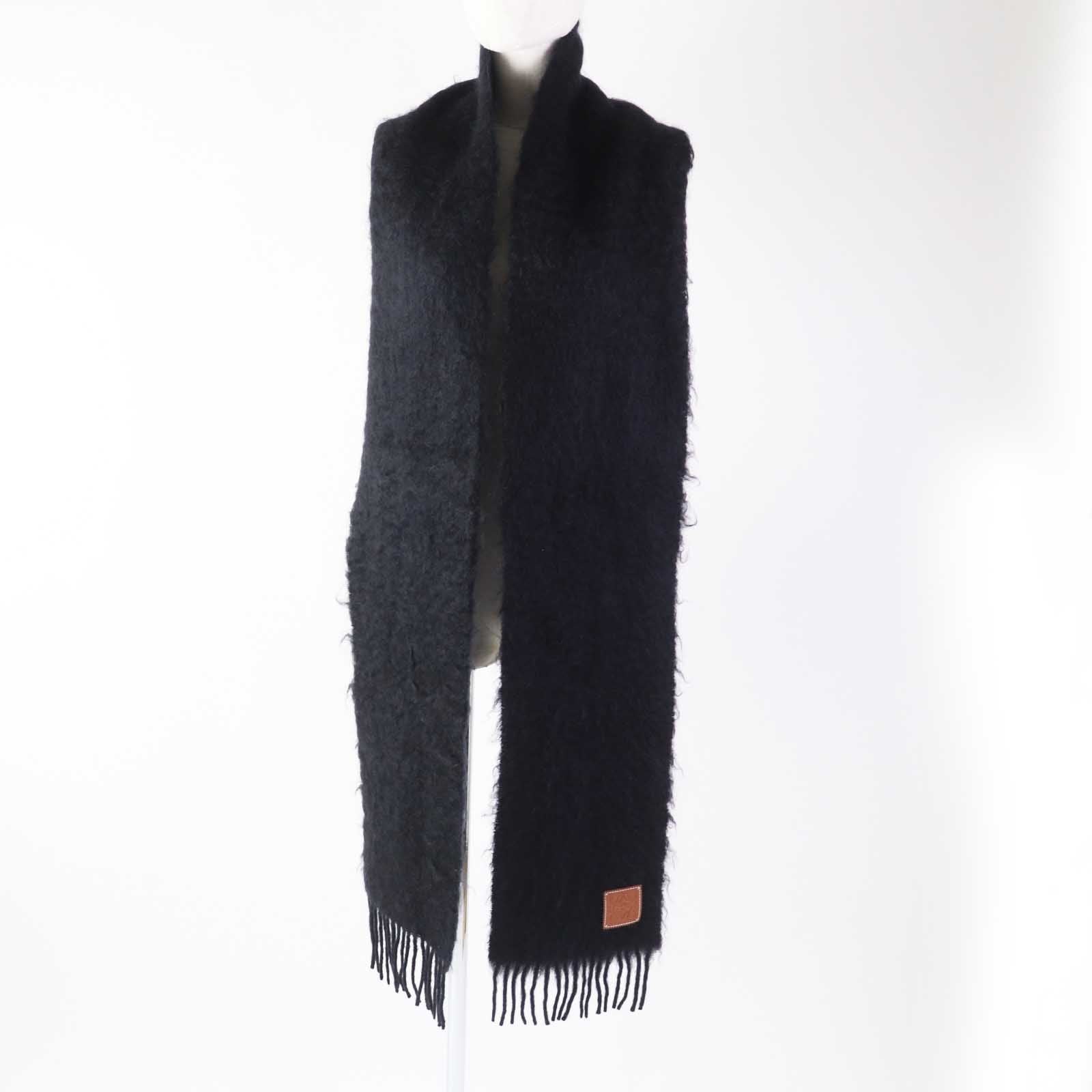 Loewe Mohair Wool Anagram Leather Scarf