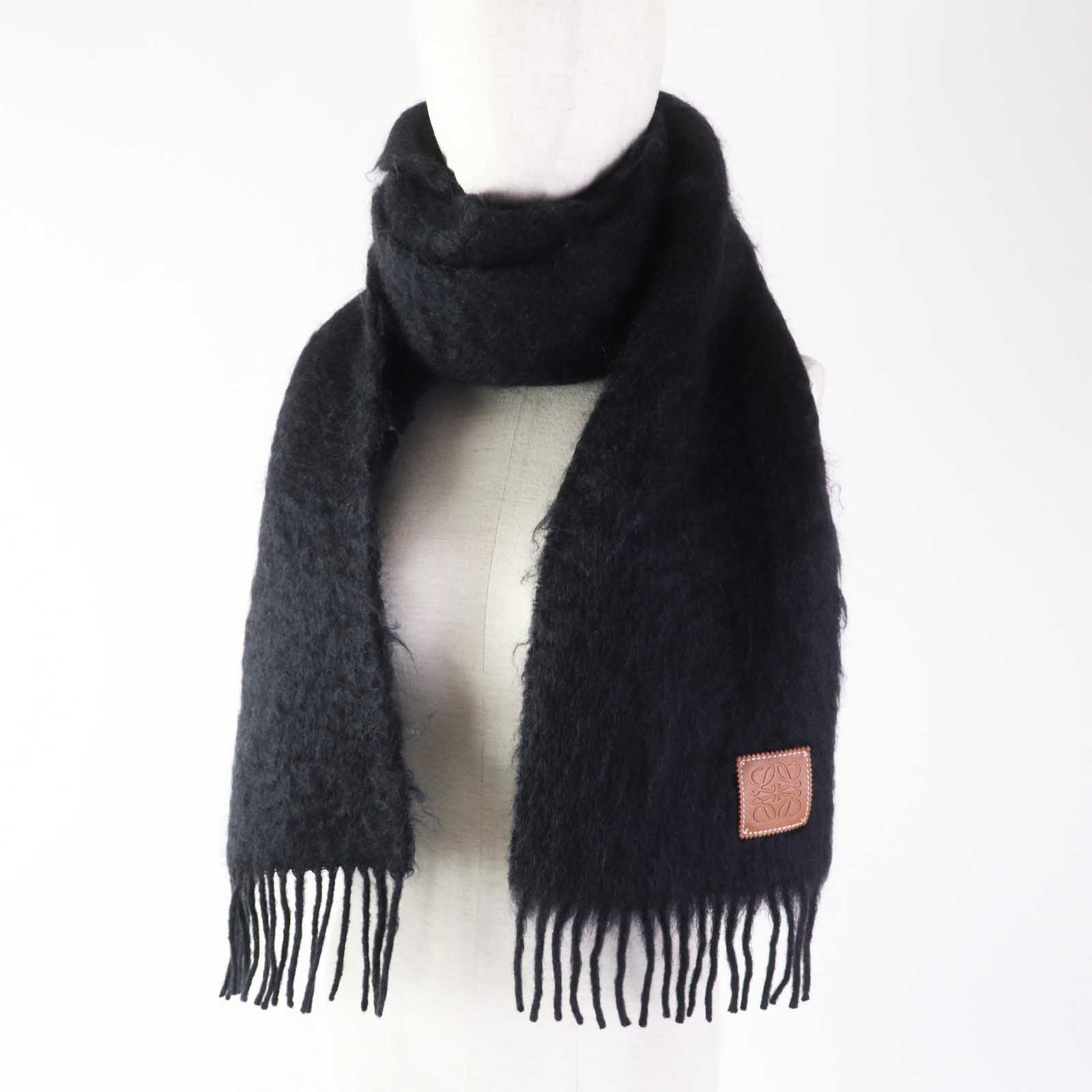 Loewe Mohair Wool Anagram Leather Scarf