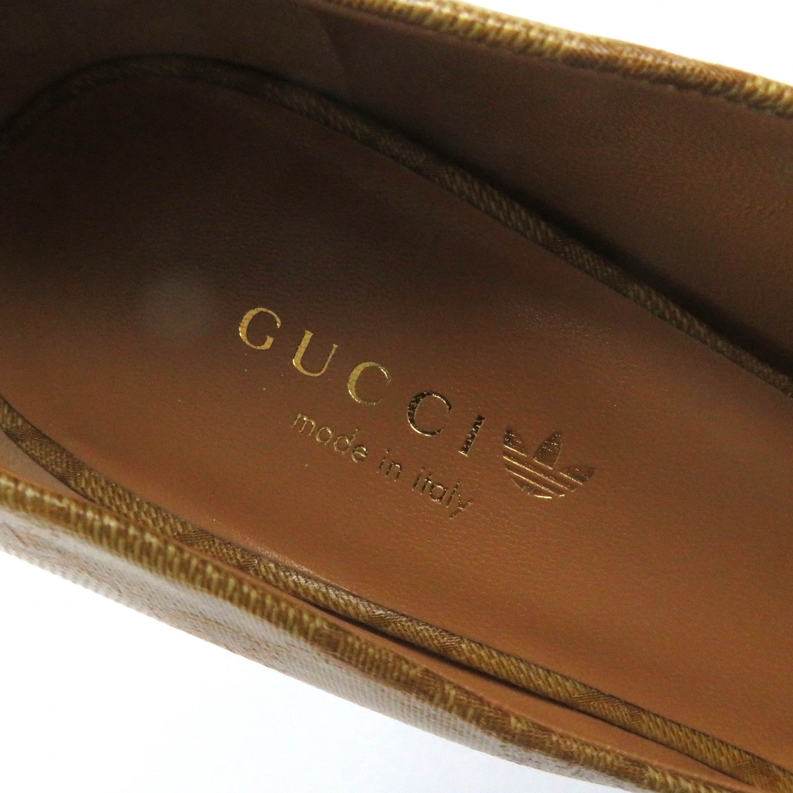 Gucci GG Crystal Logo Leather Pumps Brown 37